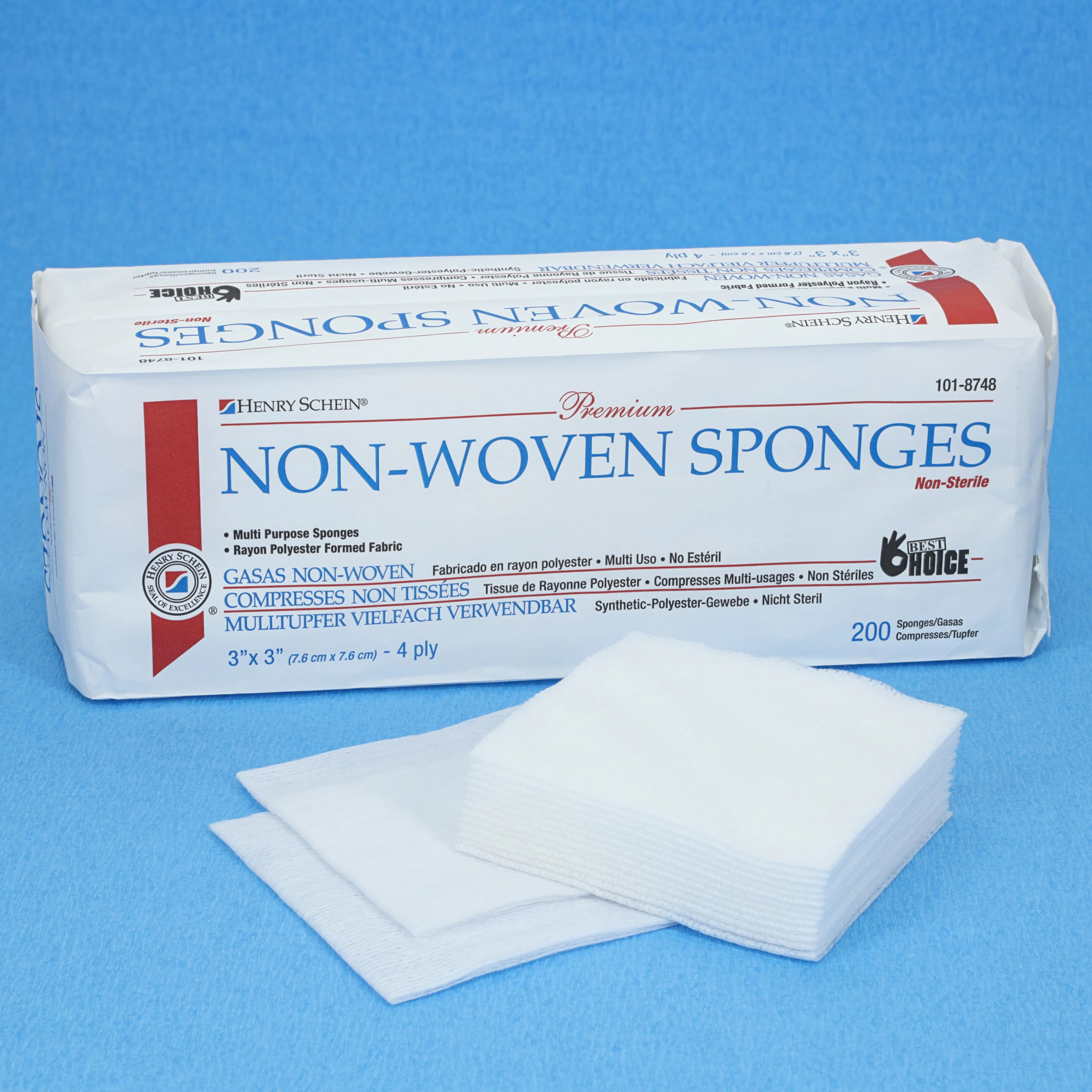 Henry Schein Premium Non-Woven Sponge, 3x3", 4-Ply, Non-Sterile, Quarter-Fold, 200/Box thumbnail 5
