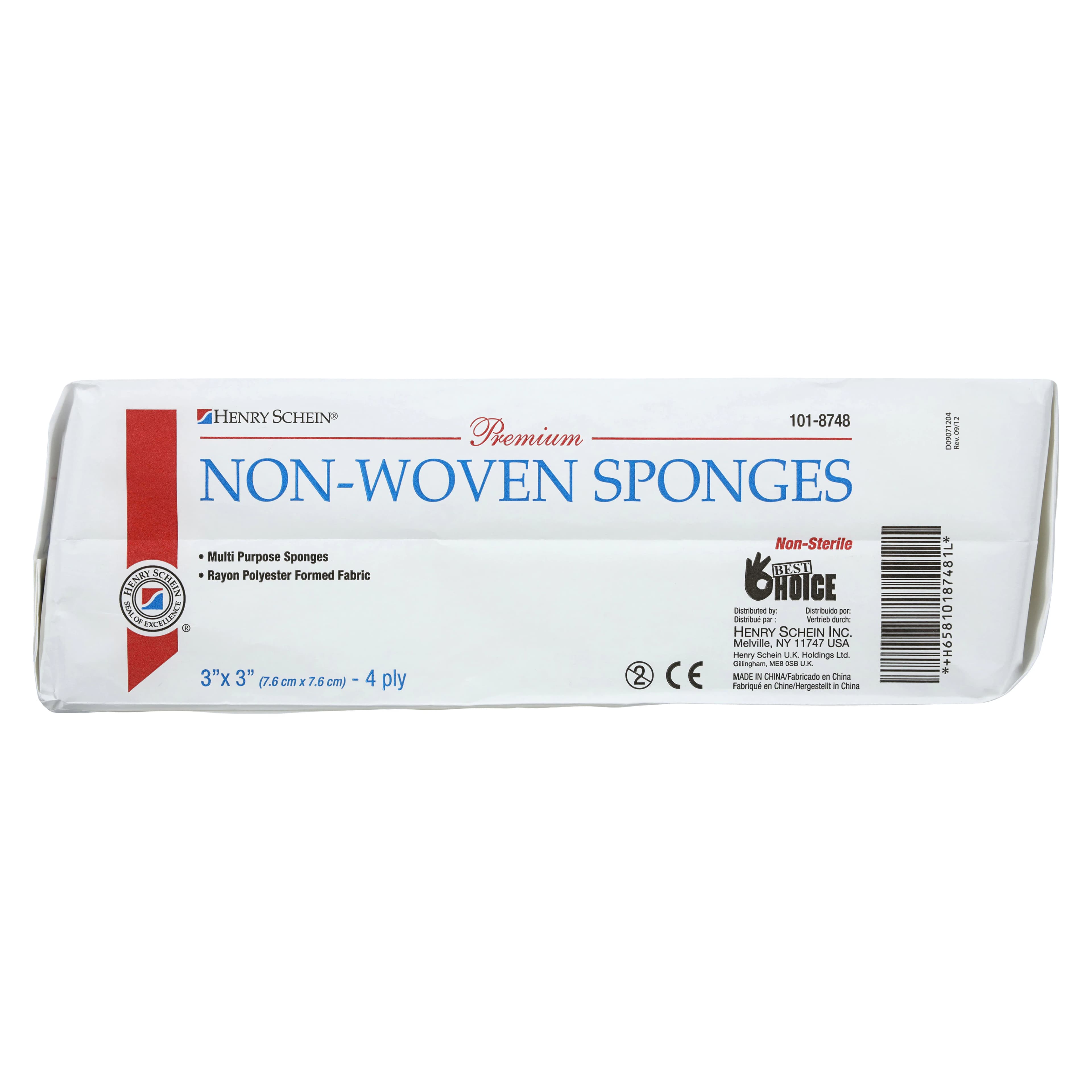 Henry Schein Premium Non-Woven Sponge, 3x3", 4-Ply, Non-Sterile, Quarter-Fold, 200/Box thumbnail 2