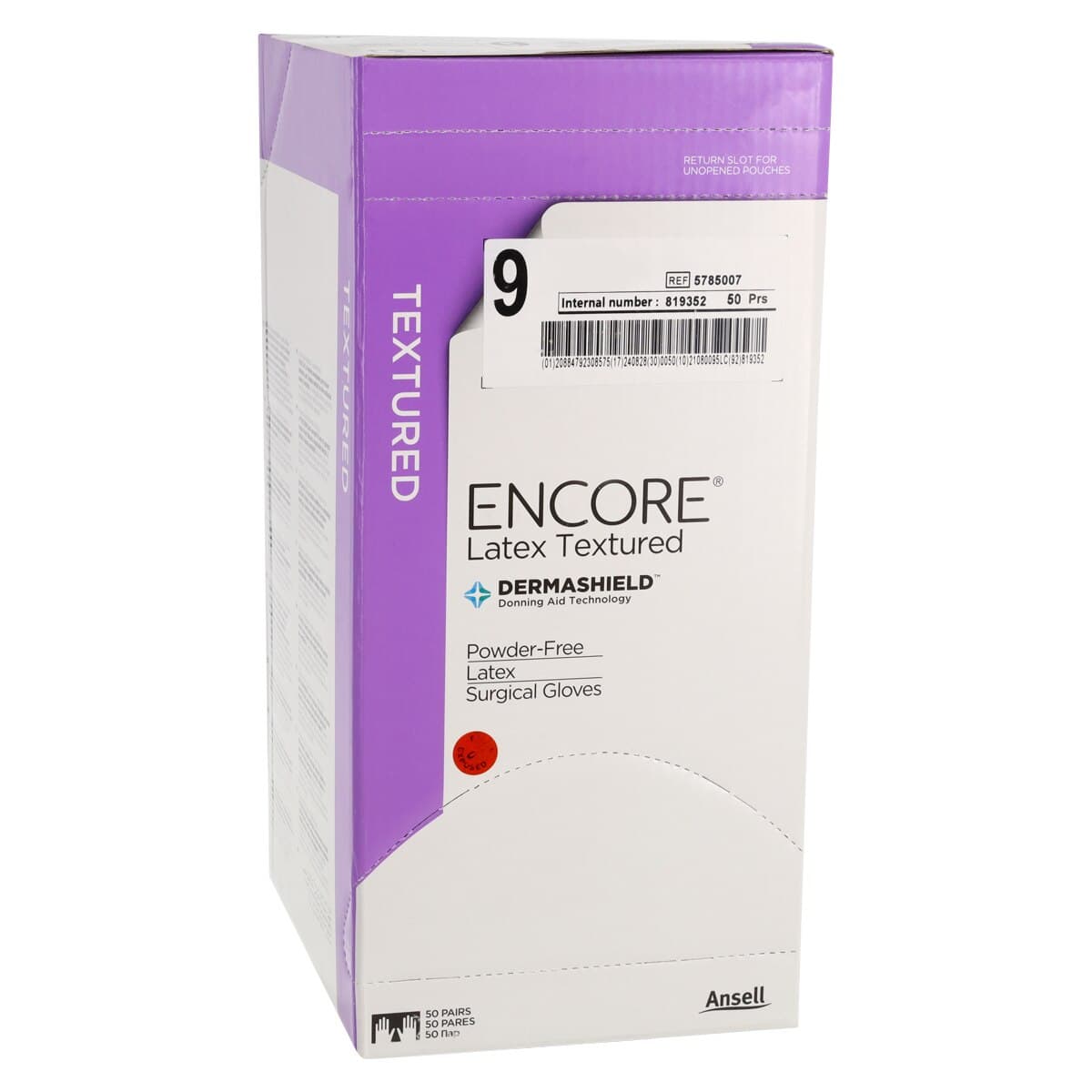 Encore PF Sterile Surgical Gloves, Powder-Free, Latex, Textured, Size 9, 50 Pairs/Box, 5785007 - Encore Surgical Gloves, Powder-Free, Sterile, # 9.5, 50/Box - Image 1