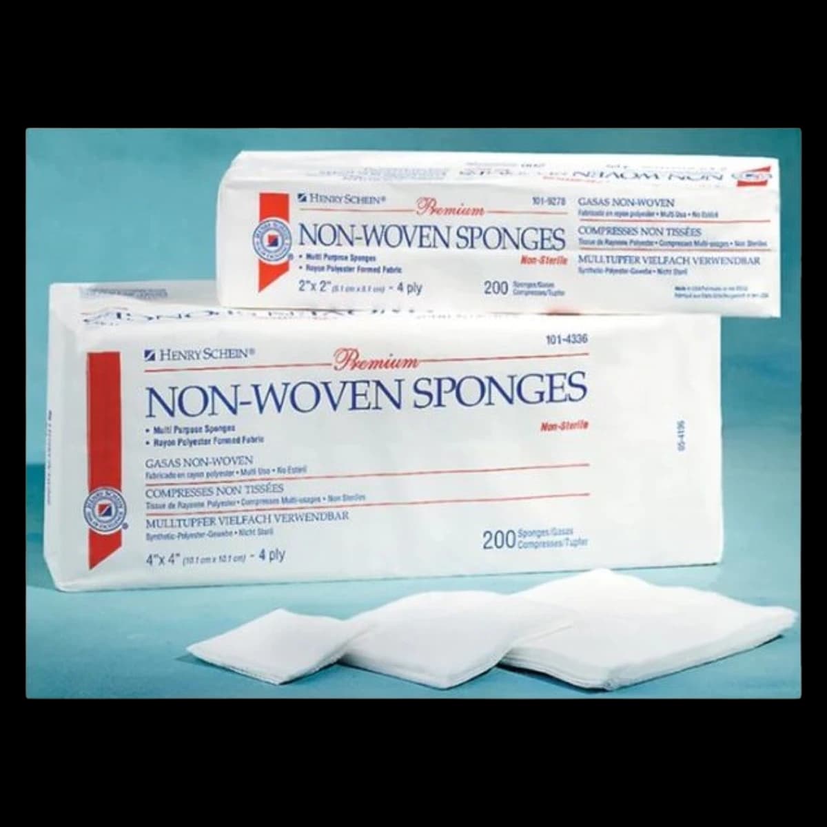 Henry Schein Premium Non-Woven Sponge, 2x2", 4-Ply, Non-Sterile, Quarter-Fold, 200/Bx - Sponge Premium NW 4Ply NS - Image 1
