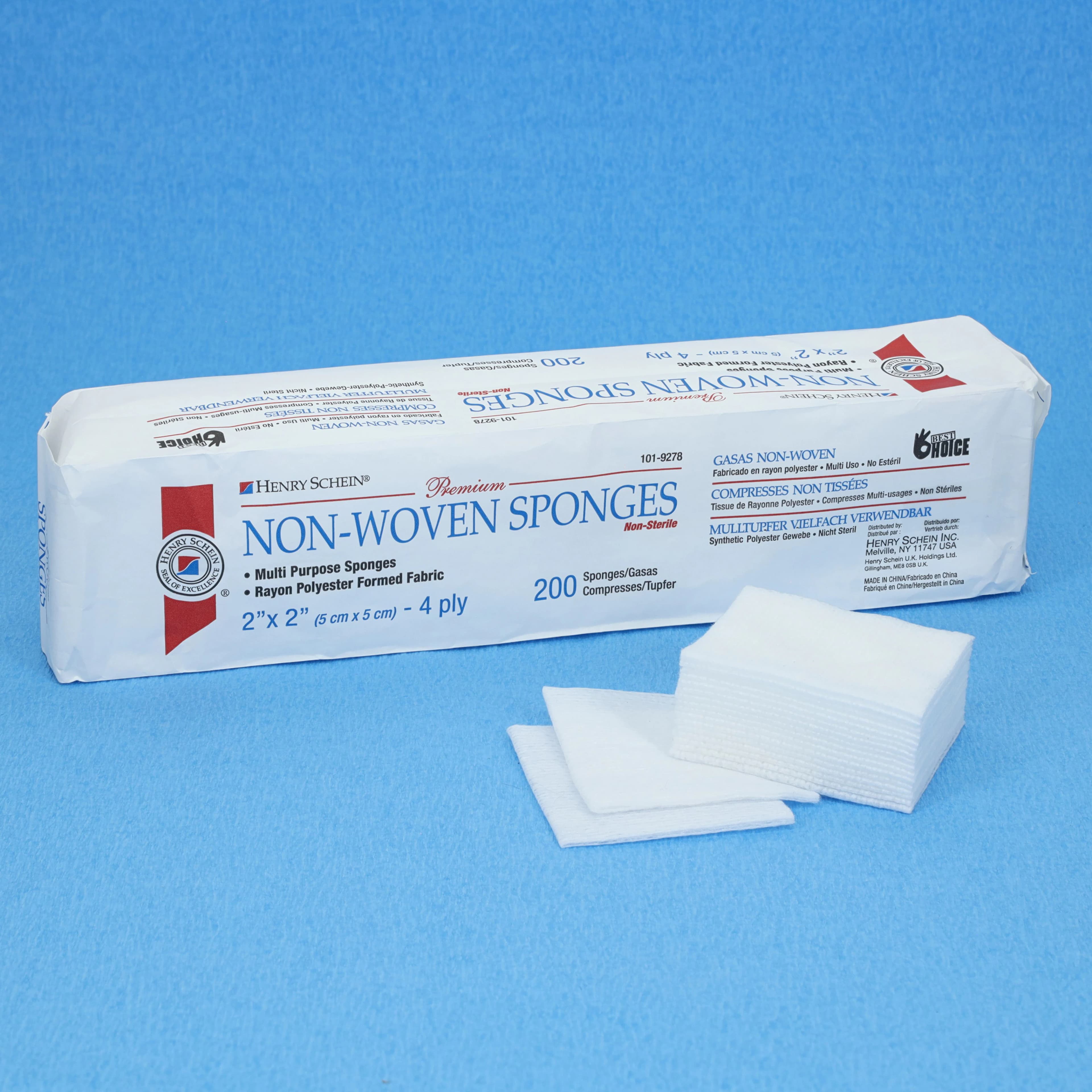 Henry Schein Premium Non-Woven Sponge, 2x2", 4-Ply, Non-Sterile, Quarter-Fold, 200/Bx thumbnail 5
