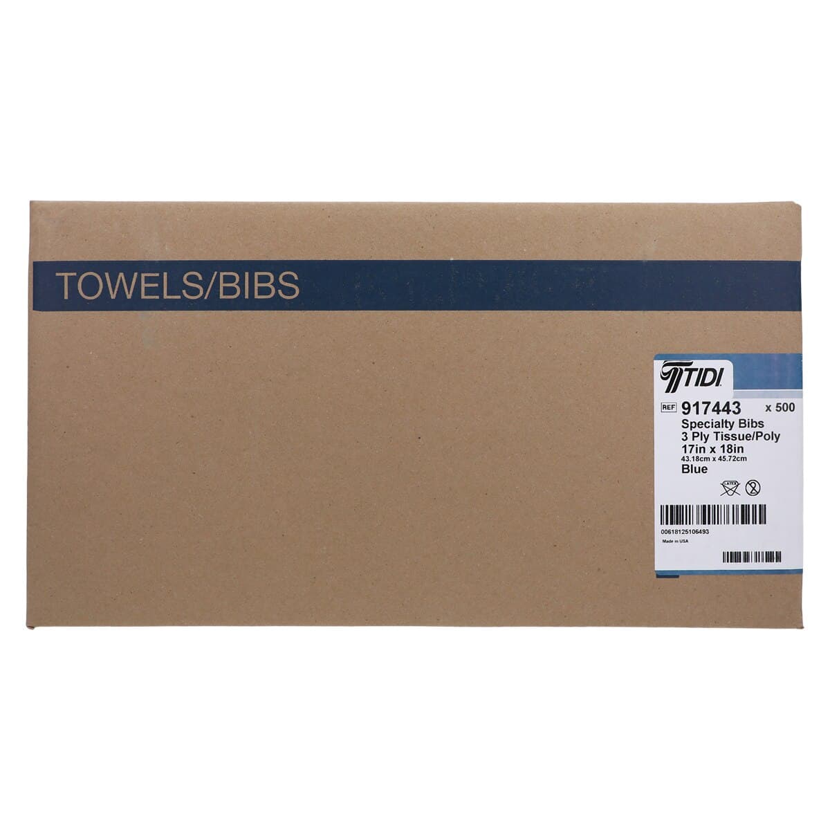 Tidi Products Contour Neck Bib, 3-Ply, Blue, 17 x 18 in, 500/Case, 917443 thumbnail 2
