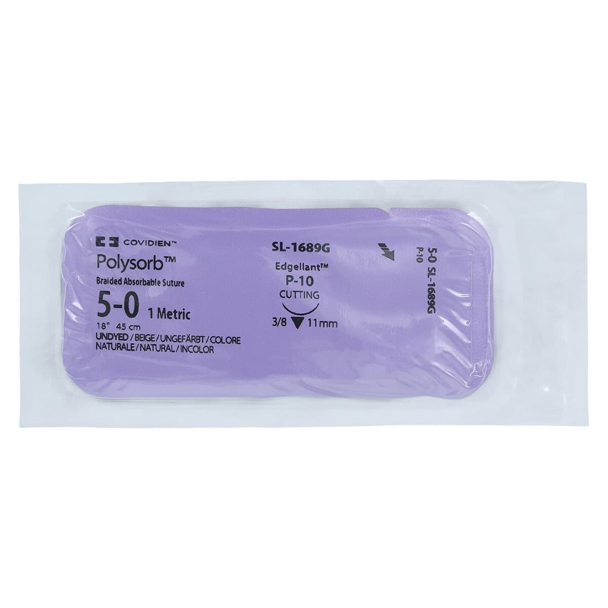 Medtronic Polysorb Absorbable Suture, 5-0, 18", P-10 Reverse Cutting Needle, Undyed, 12/Case thumbnail 3