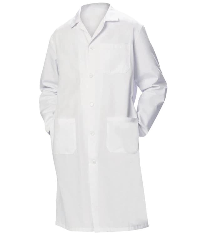 Fashion Seal Men's X-Long Lab Coat, White, 65% Polyester / 35% Cotton, 45 in, 3 Pockets, Reusable - Lab Coat Mens X-Long - Image 1