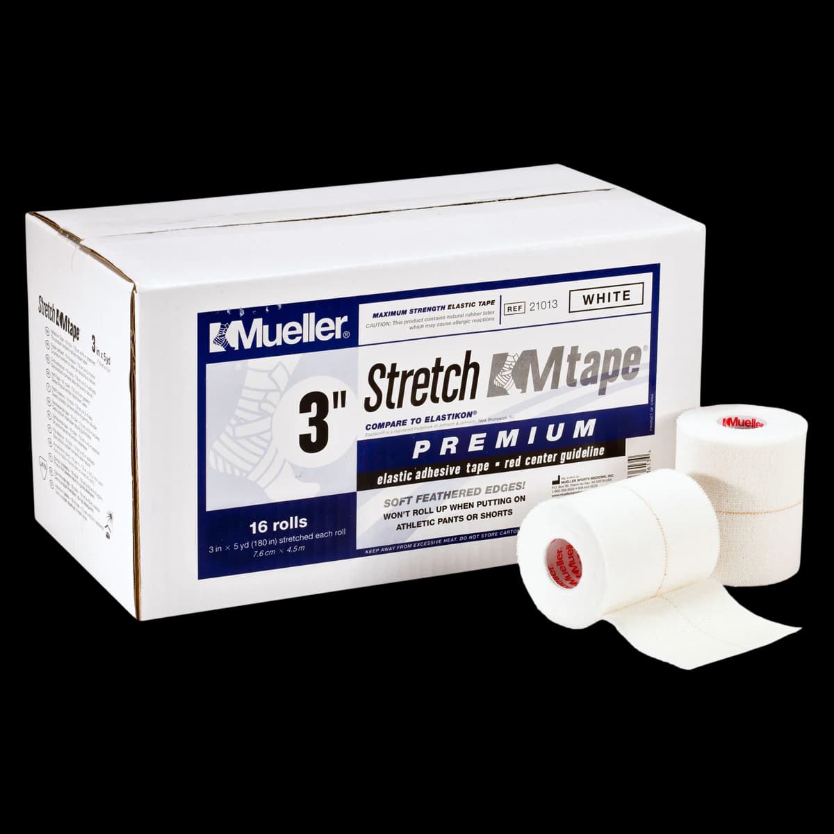 Mueller M-Tape Premium Elastic Athletic Tape, 3" x 5 yd, White, Non-Sterile, 16/Case - M-tape 3"x5yd Stretch - Image 1