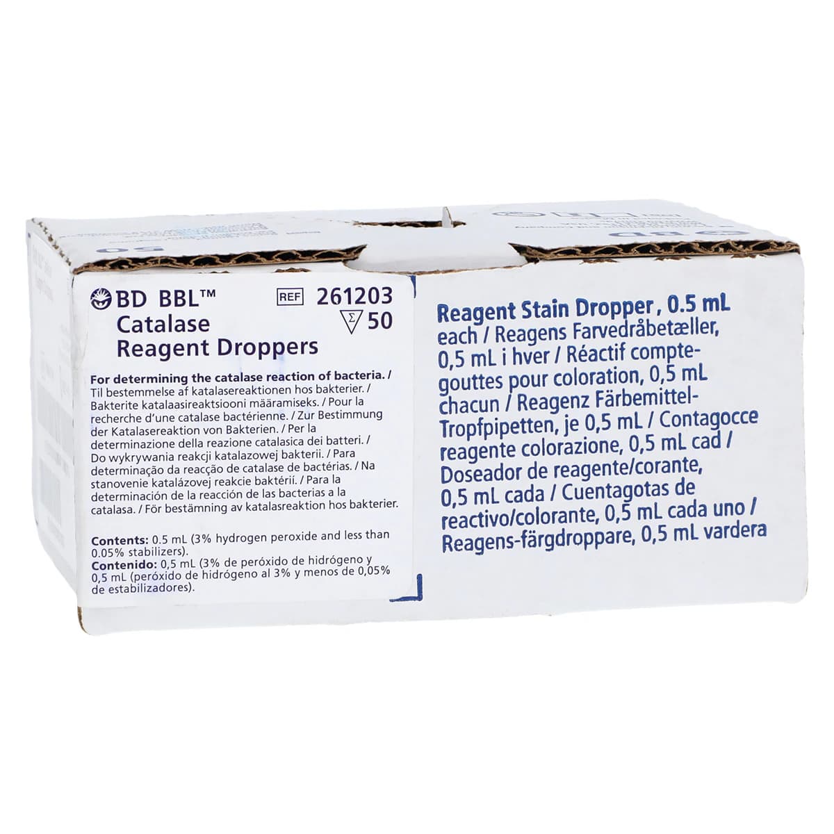 BD BBL Catalase Reagent Dropper, BactiDrop, 0.5 mL, 50 Count, 50/Box - Catalase Bactidrop - Image 1