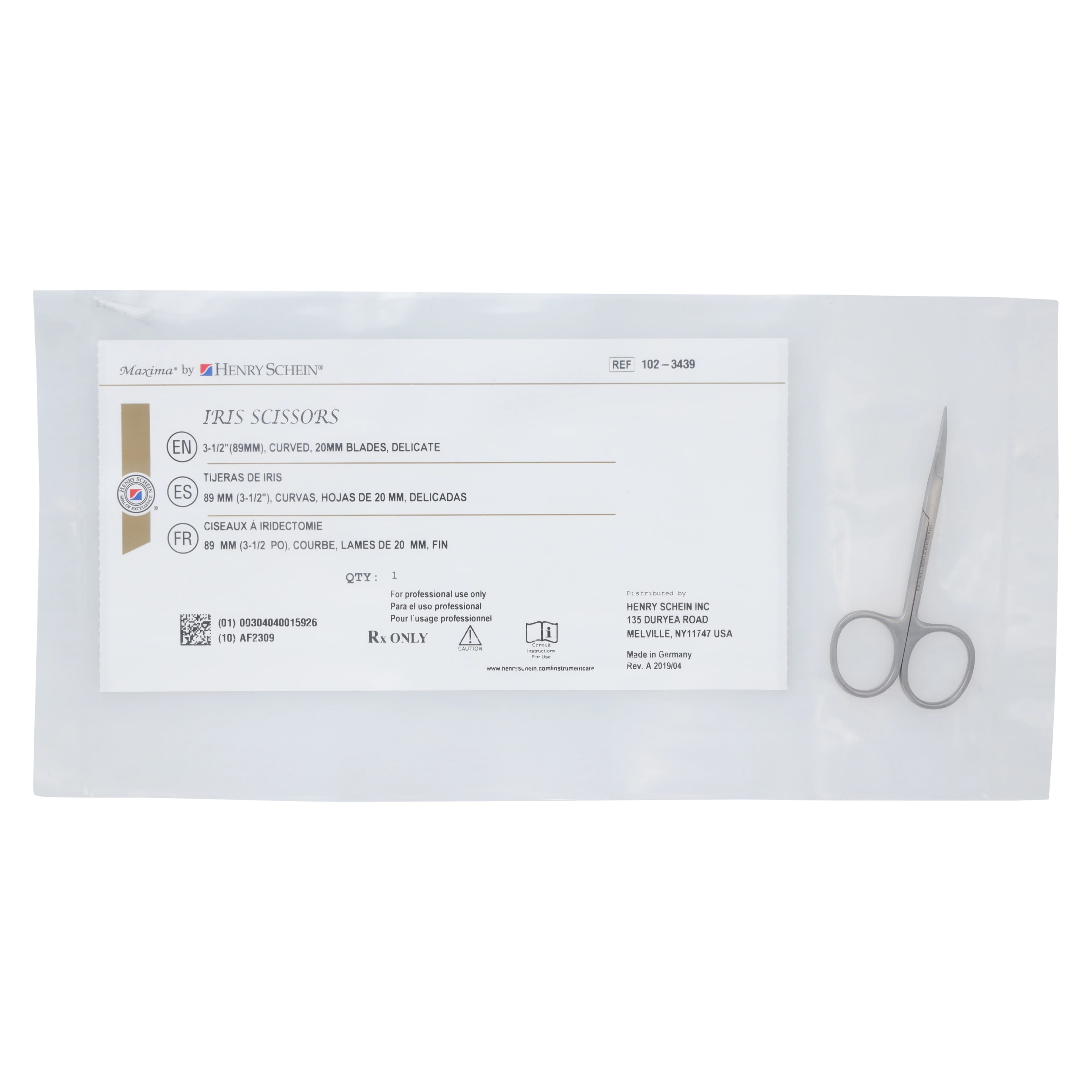 Henry Schein Iris Scissor Delicate Curved 3.5" Stainless Steel Sterile, Each thumbnail 6