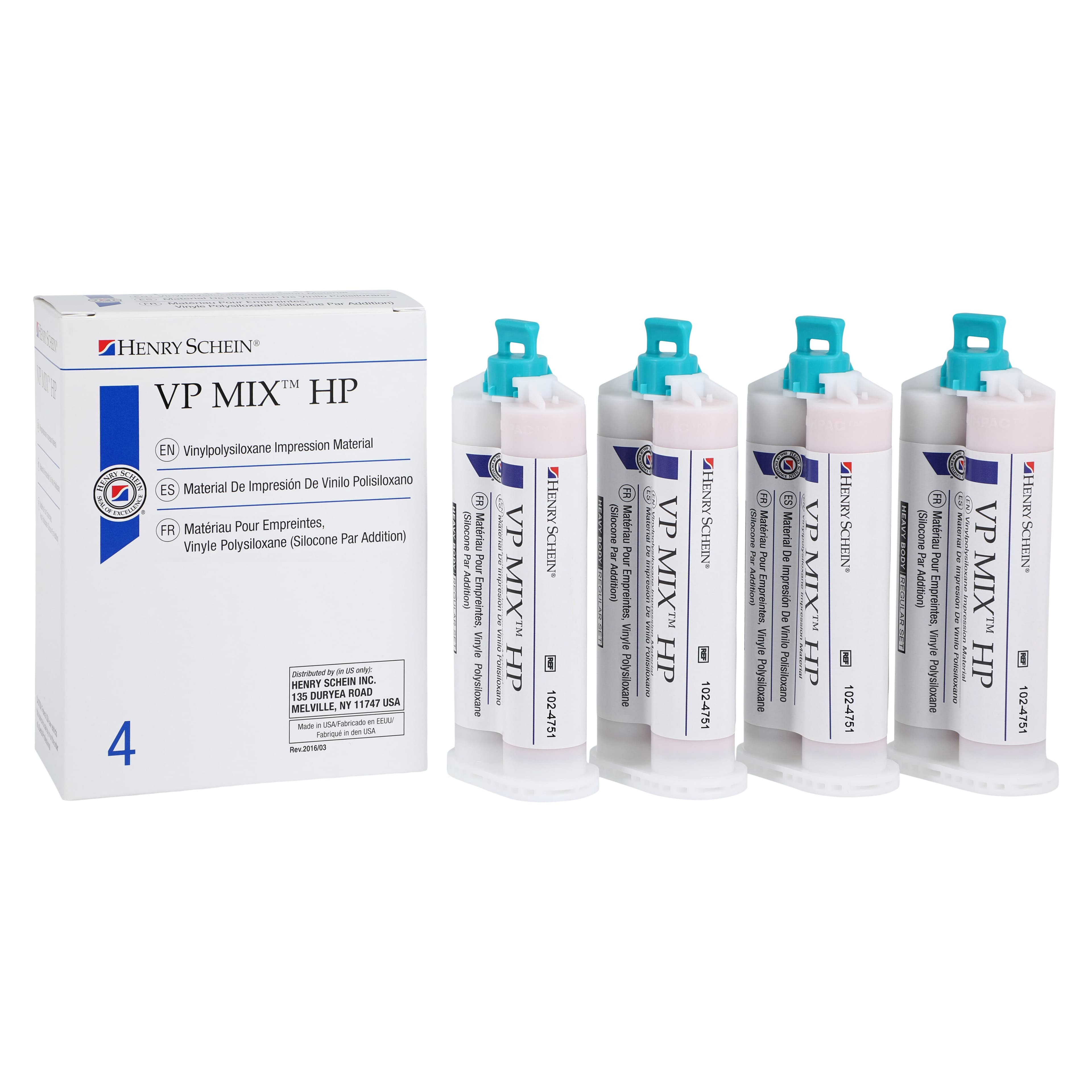VP Mix HP Impression Material, Vinylpolysiloxane, Regular Set, Heavy Body, Mint, Gluten Free, 4/Box thumbnail 3