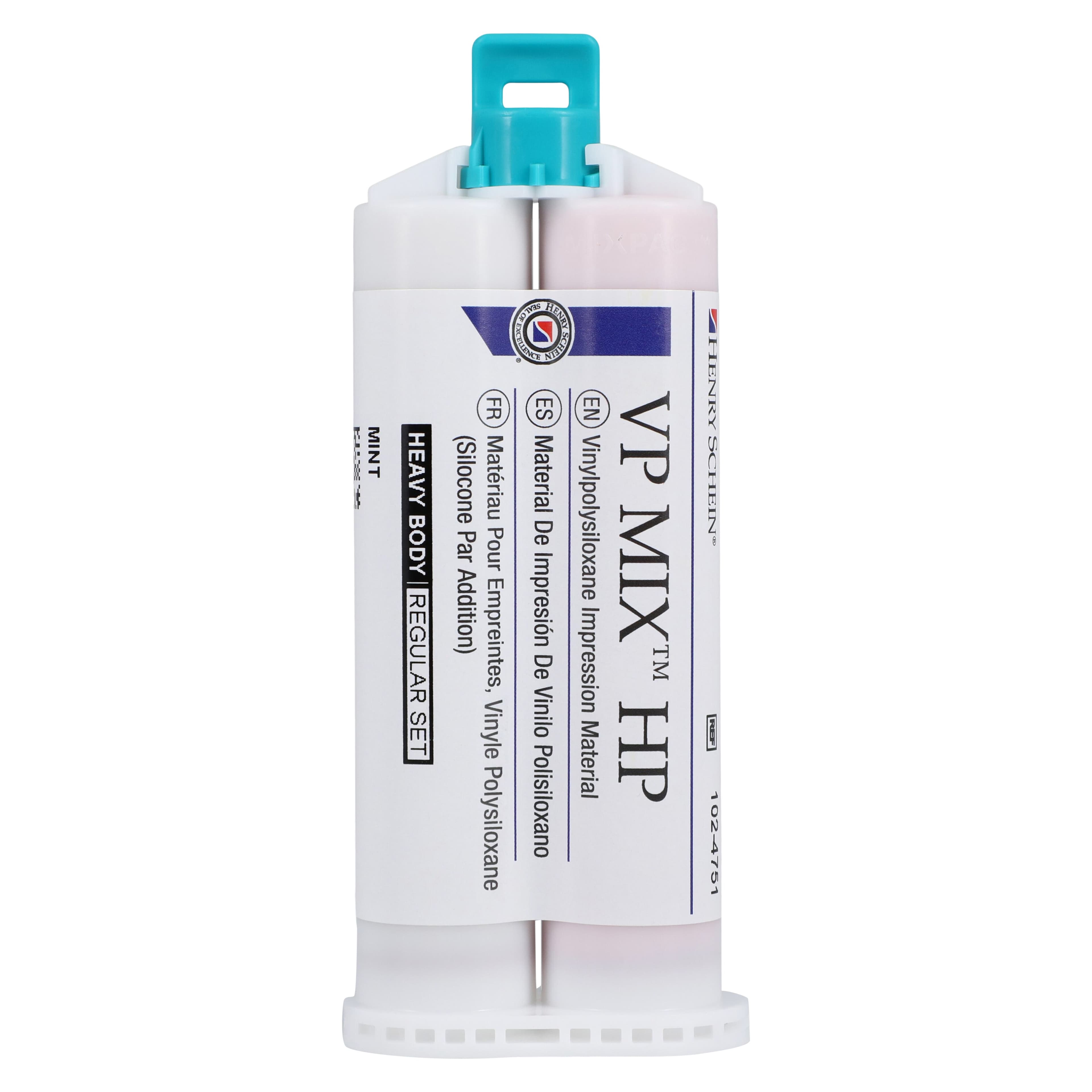 VP Mix HP Impression Material, Vinylpolysiloxane, Regular Set, Heavy Body, Mint, Gluten Free, 4/Box thumbnail 4