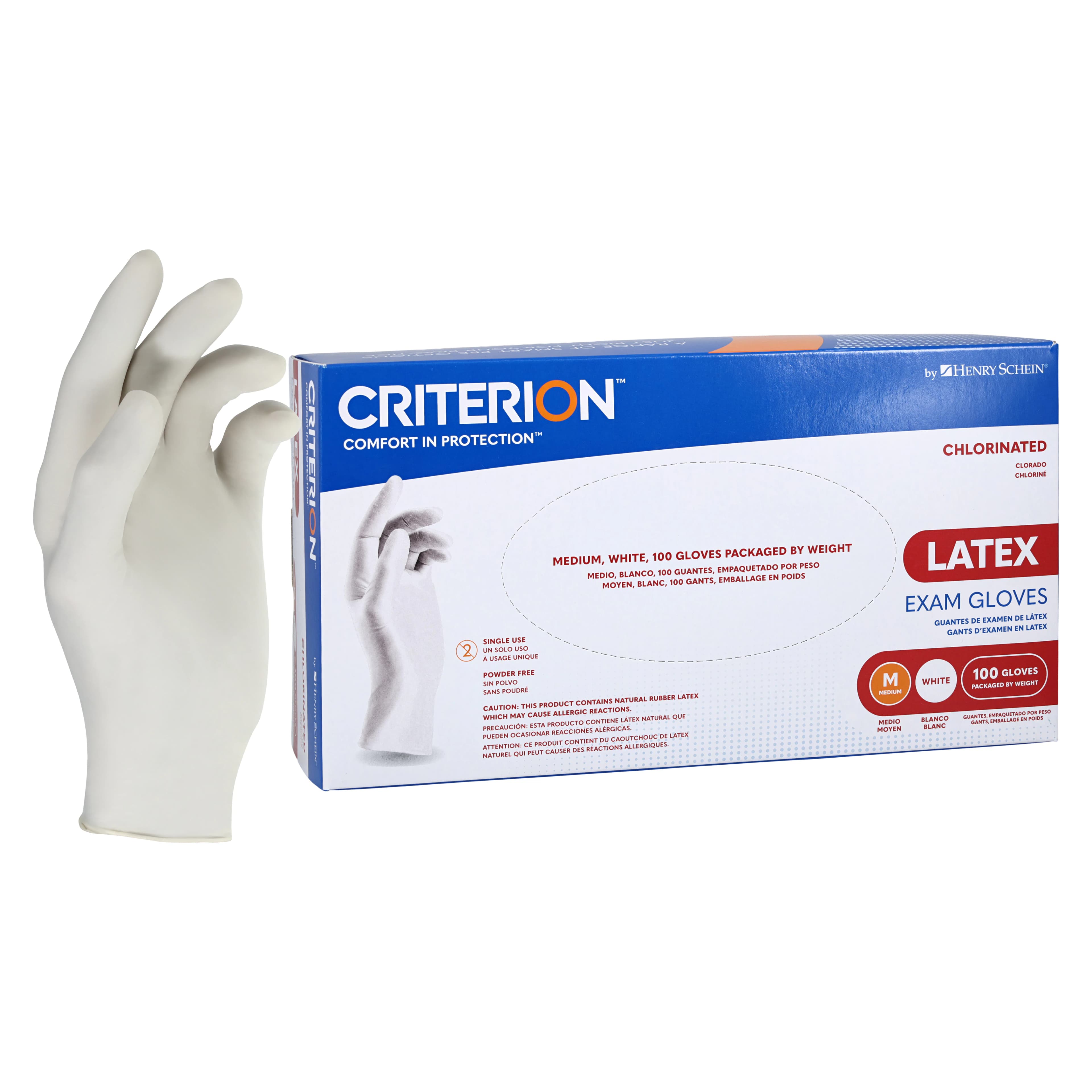 Criterion CL Latex Exam Gloves, Medium, White, Non-Sterile, Powder-Free, 100/Box - Criterion CL Latex Exam Gloves - Image 1