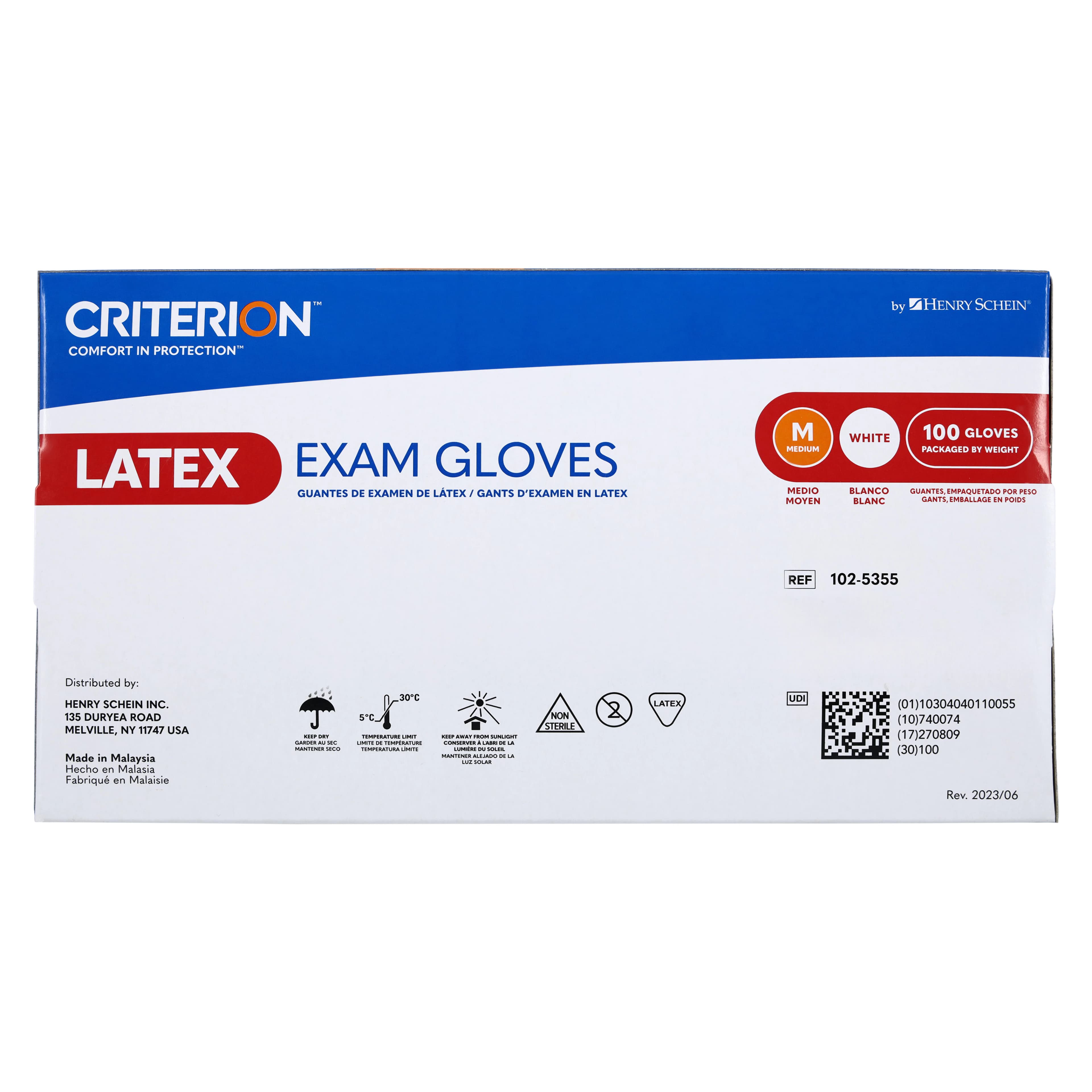 Criterion CL Latex Exam Gloves, Medium, White, Non-Sterile, Powder-Free, 100/Box thumbnail 4