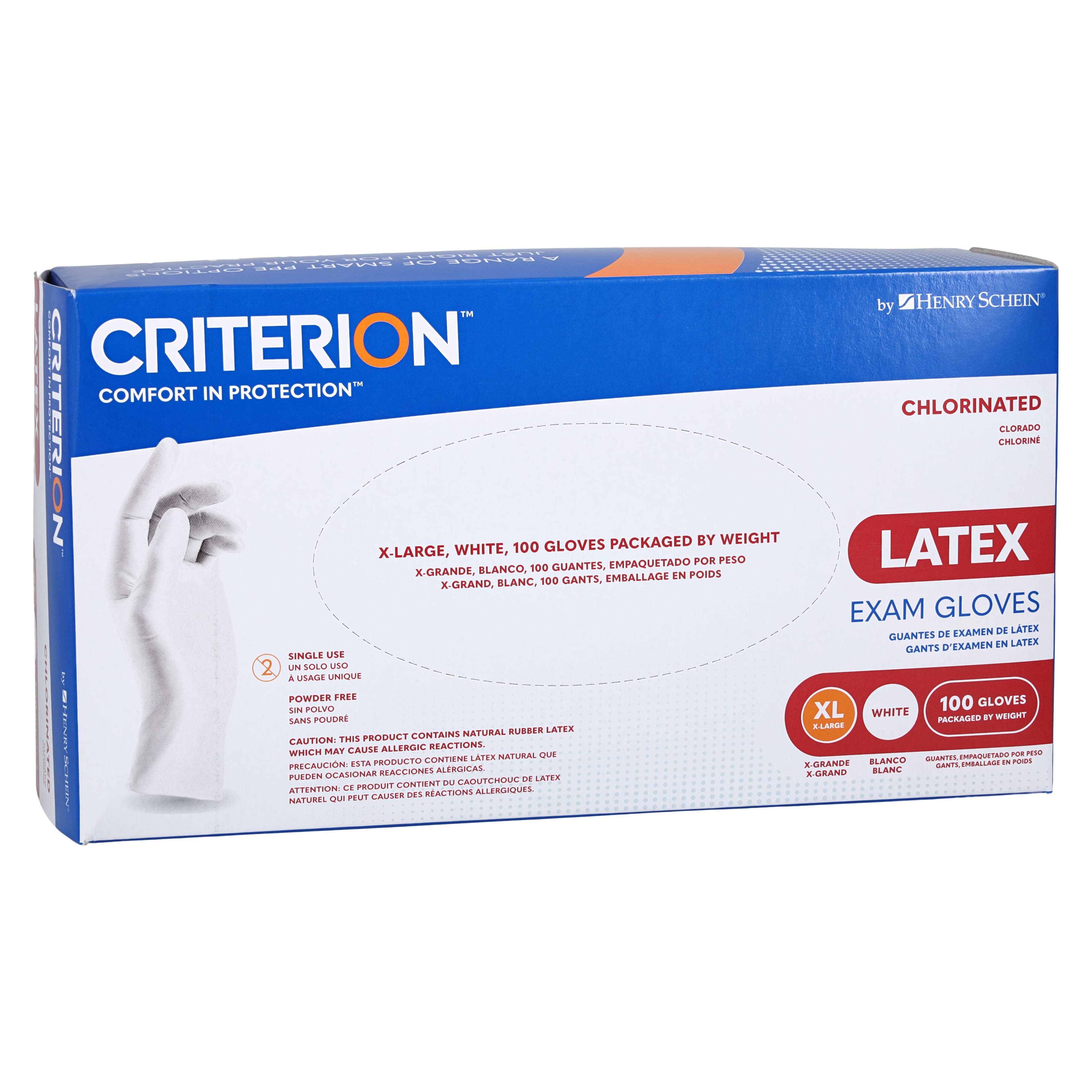 Criterion CL Latex Exam Gloves, X-Large, Powder-Free, Chlorinated, Non-Sterile, 100/Box thumbnail 4
