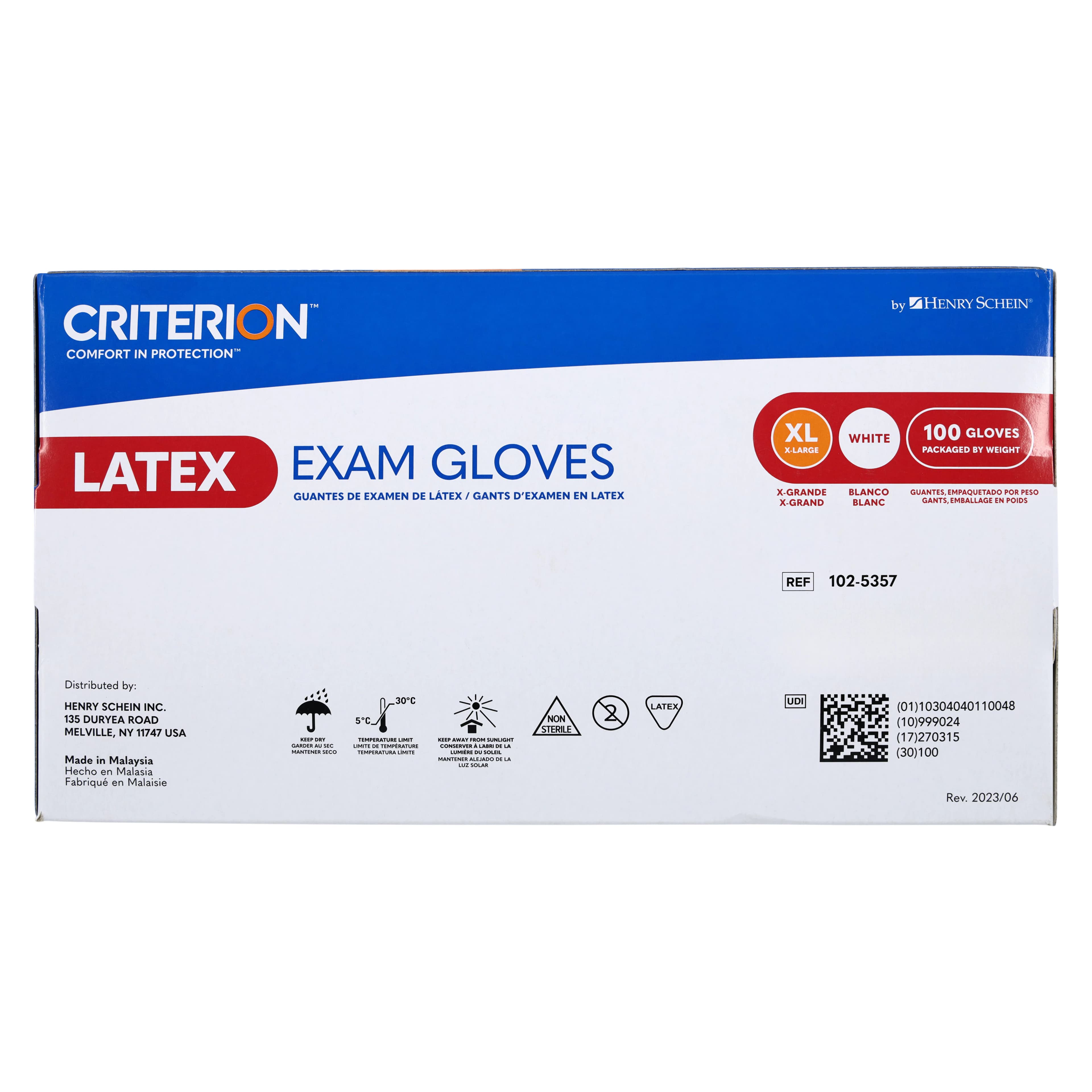 Criterion CL Latex Exam Gloves, X-Large, Powder-Free, Chlorinated, Non-Sterile, 100/Box thumbnail 5