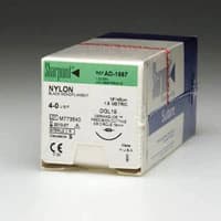 Sharpoint Nylon Monofilament Non-Absorbable Suture, 5-0, 18 in, Black, DGL19 Dermaglide Precision Reverse Cutting 3/8 Circle Needle 19mm, 12/Box - Sutur 5. Bk Mon 45cm Ndle - Image 1