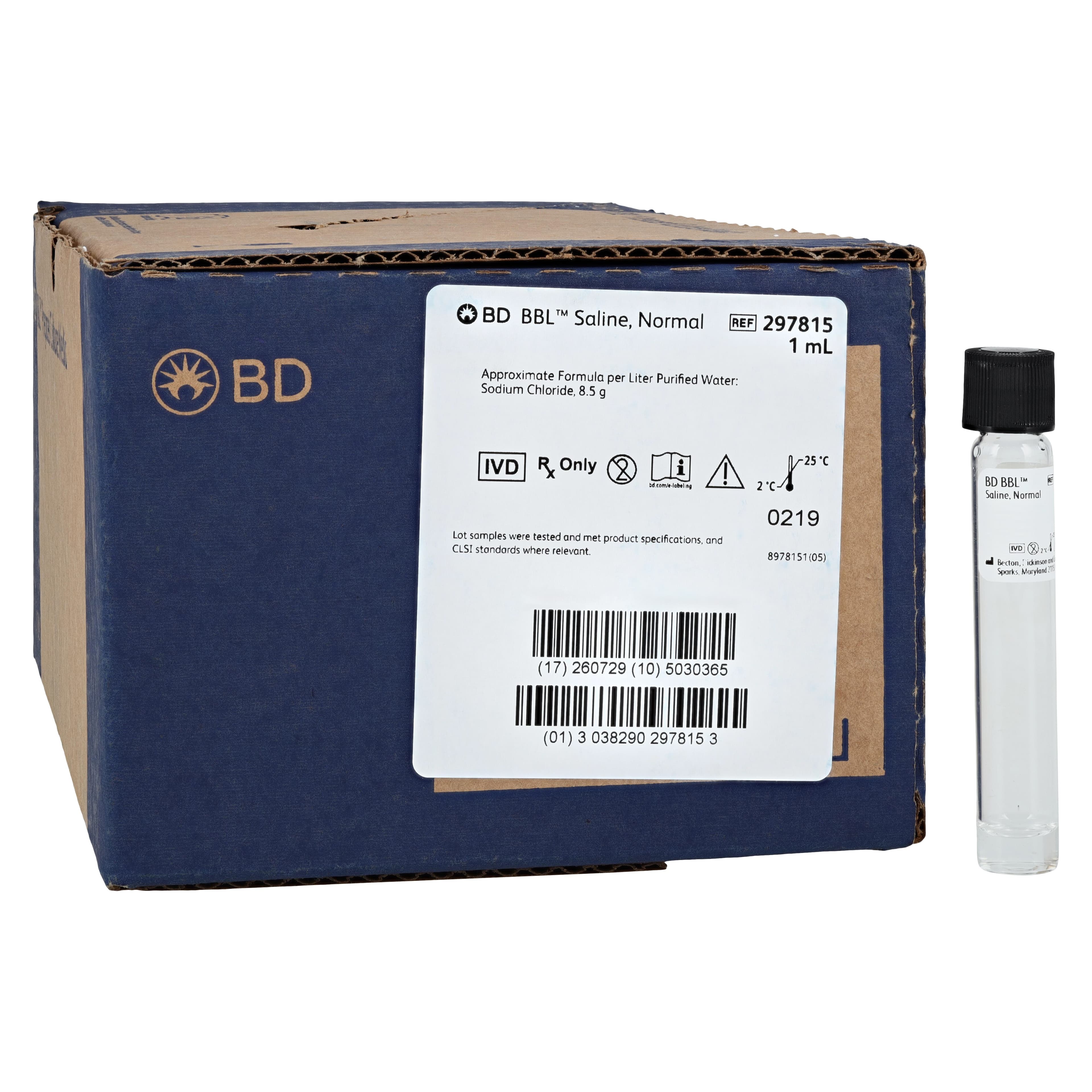 BBL Prepared Solution Saline, 1 mL Tube, 100/Box thumbnail 2