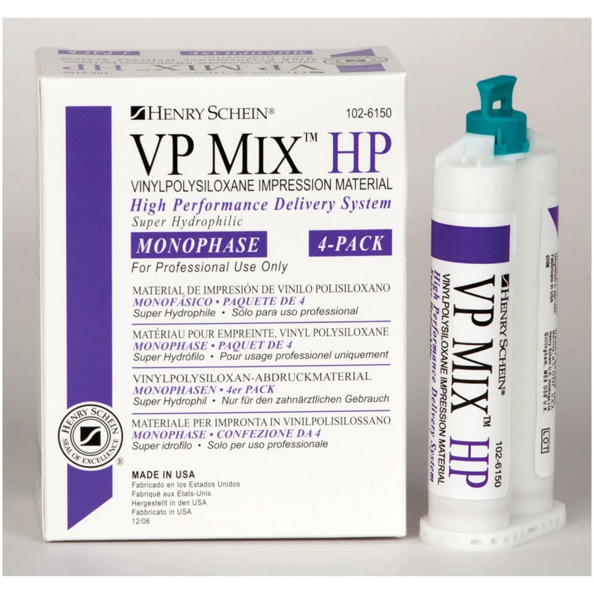 VP Mix HP VPS Impression Material, Regular Set, Monophase, Dark Purple, Unflavored, Gluten Free, 4/Box thumbnail 2