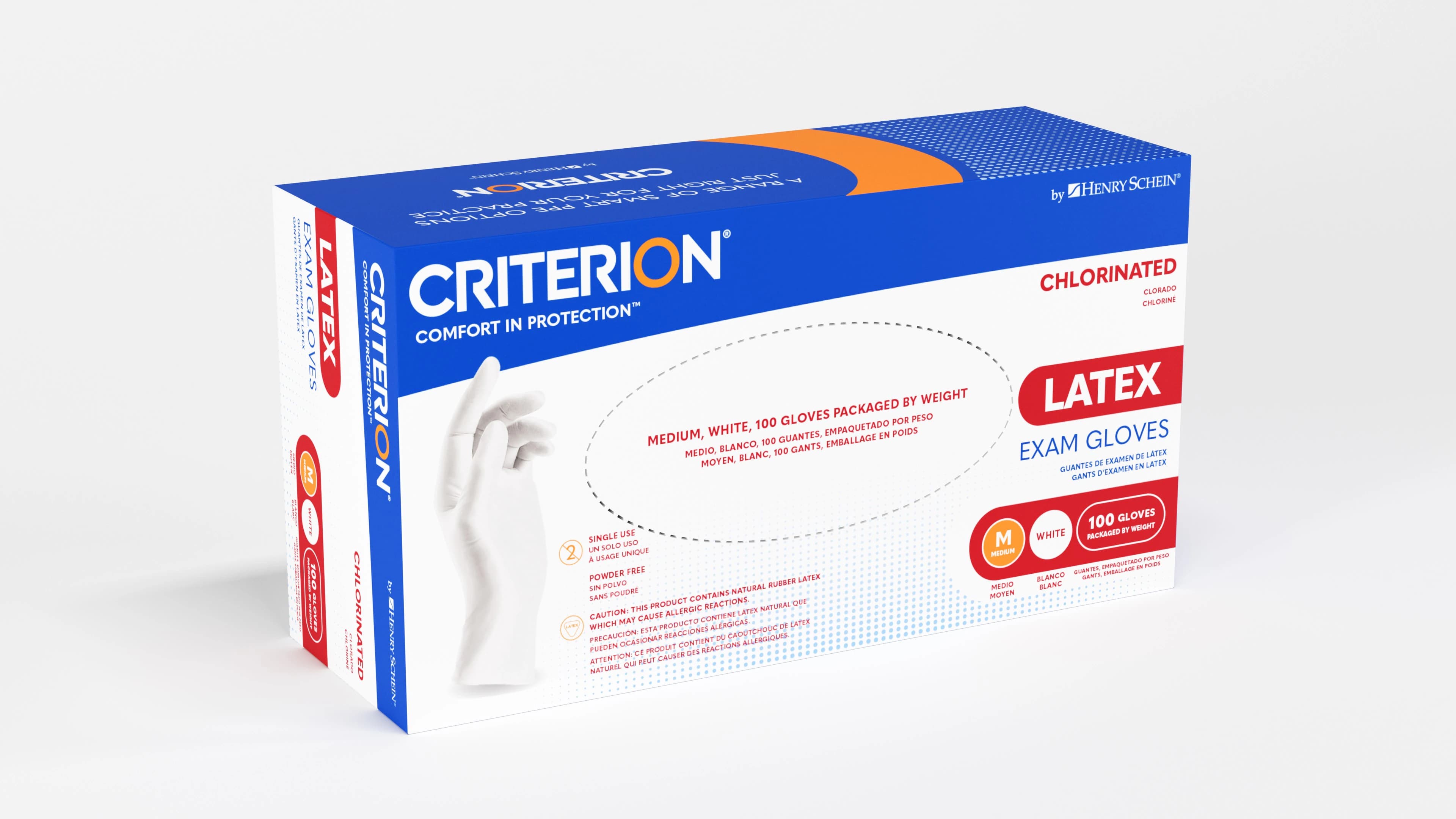 Criterion CL Latex Exam Gloves, Chlorinated, Large, White, Non-Sterile, 100/Box thumbnail 4