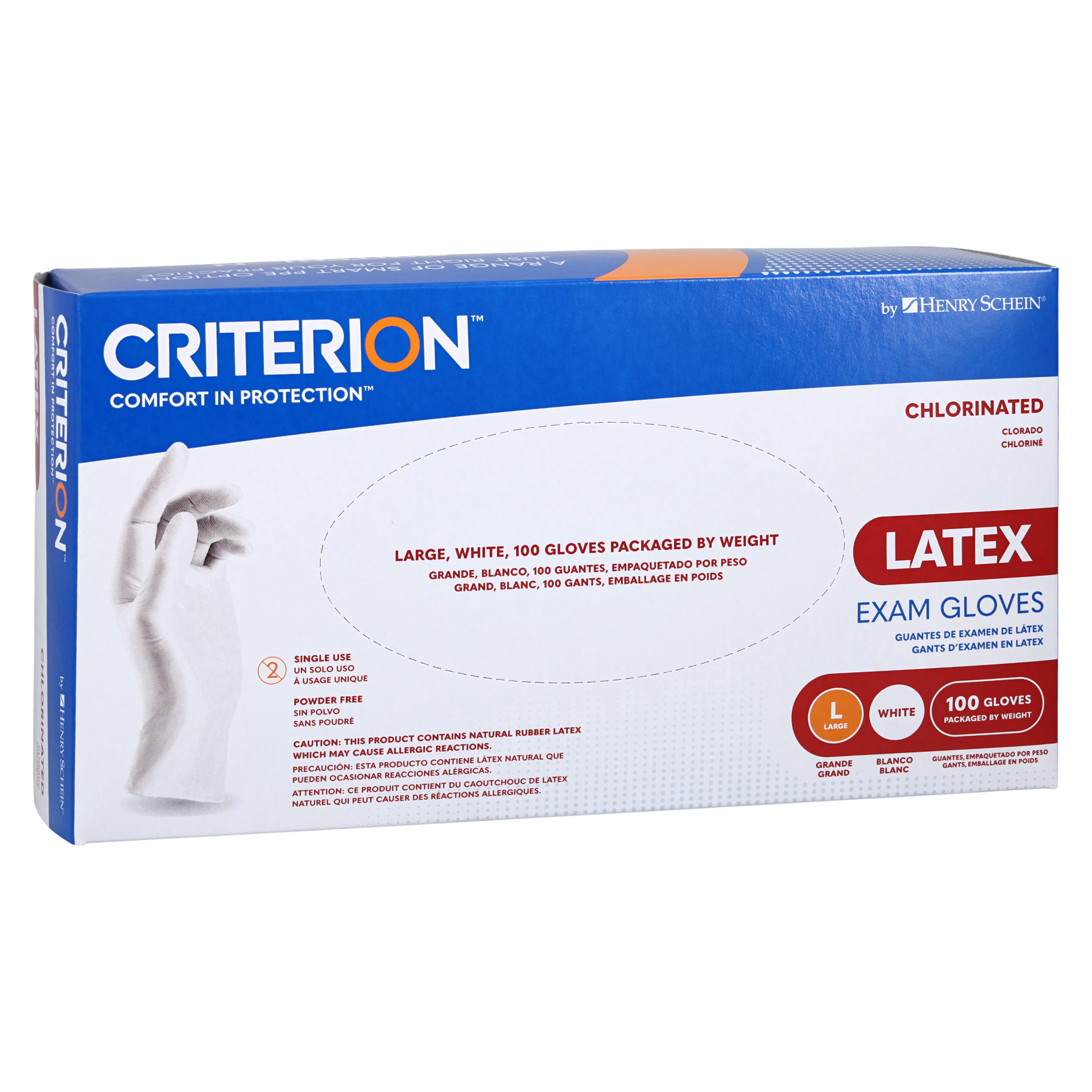 Criterion CL Latex Exam Gloves, Chlorinated, Large, White, Non-Sterile, 100/Box thumbnail 5