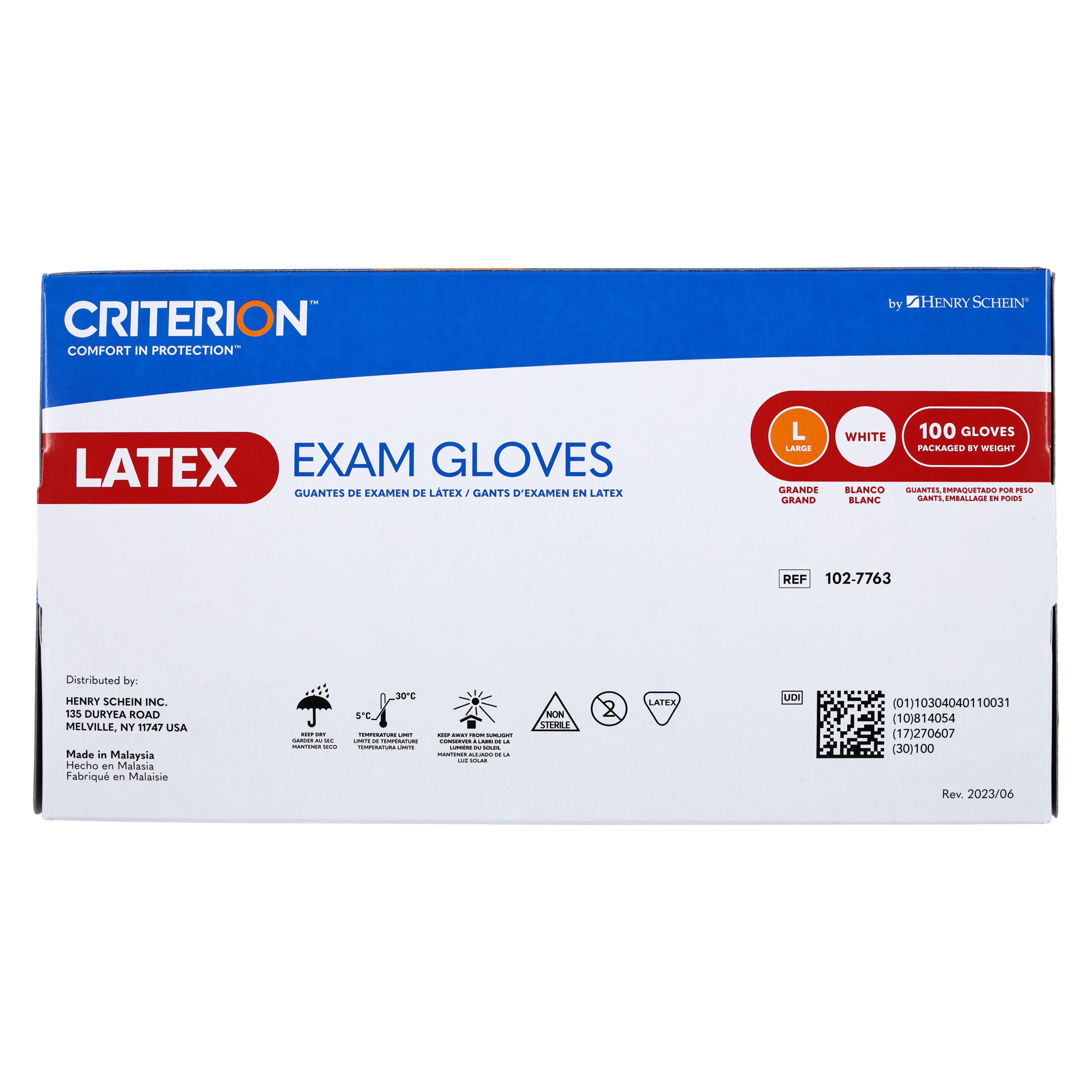 Criterion CL Latex Exam Gloves, Chlorinated, Large, White, Non-Sterile, 100/Box thumbnail 6