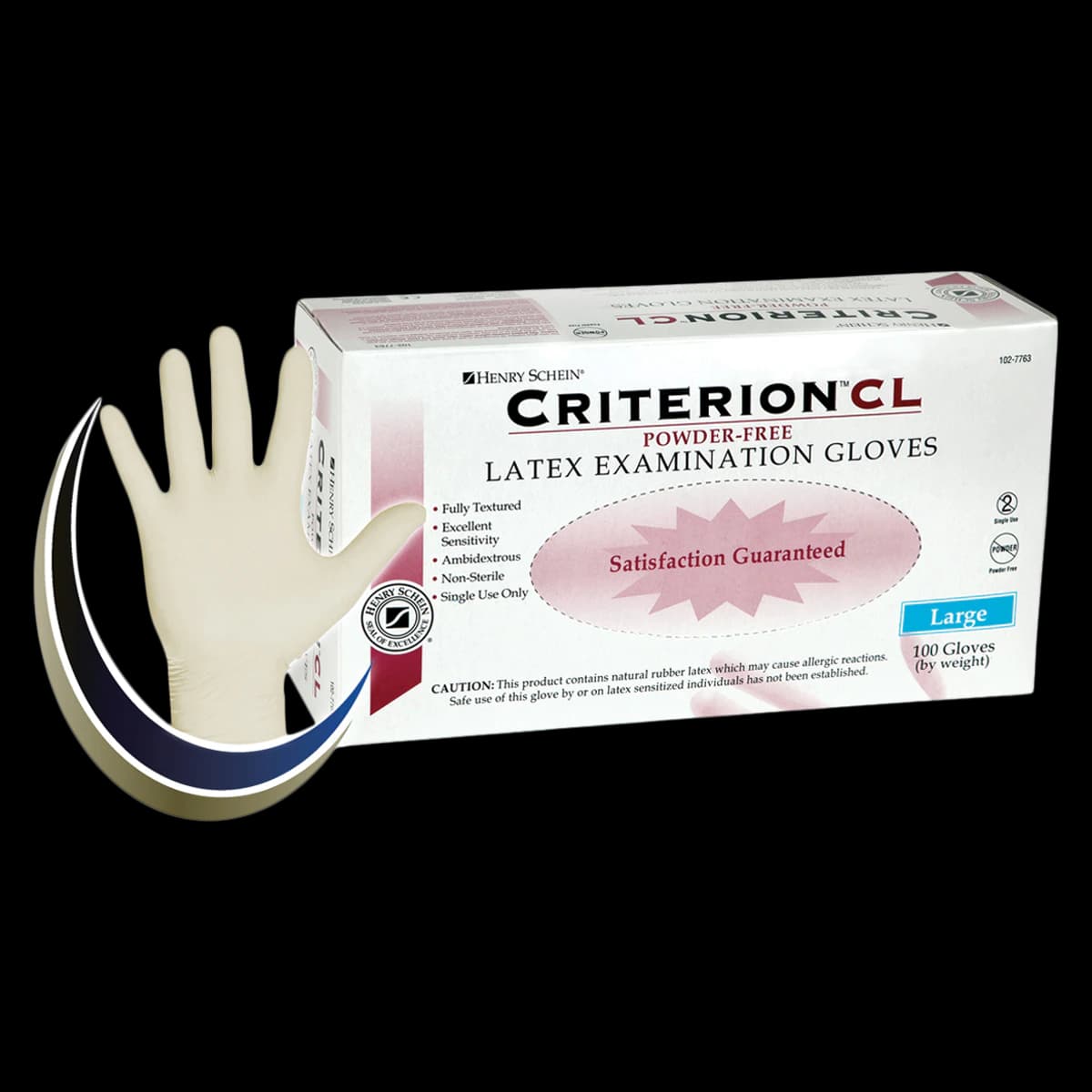 Criterion CL Latex Exam Gloves, Chlorinated, Large, White, Non-Sterile, 100/Box thumbnail 2