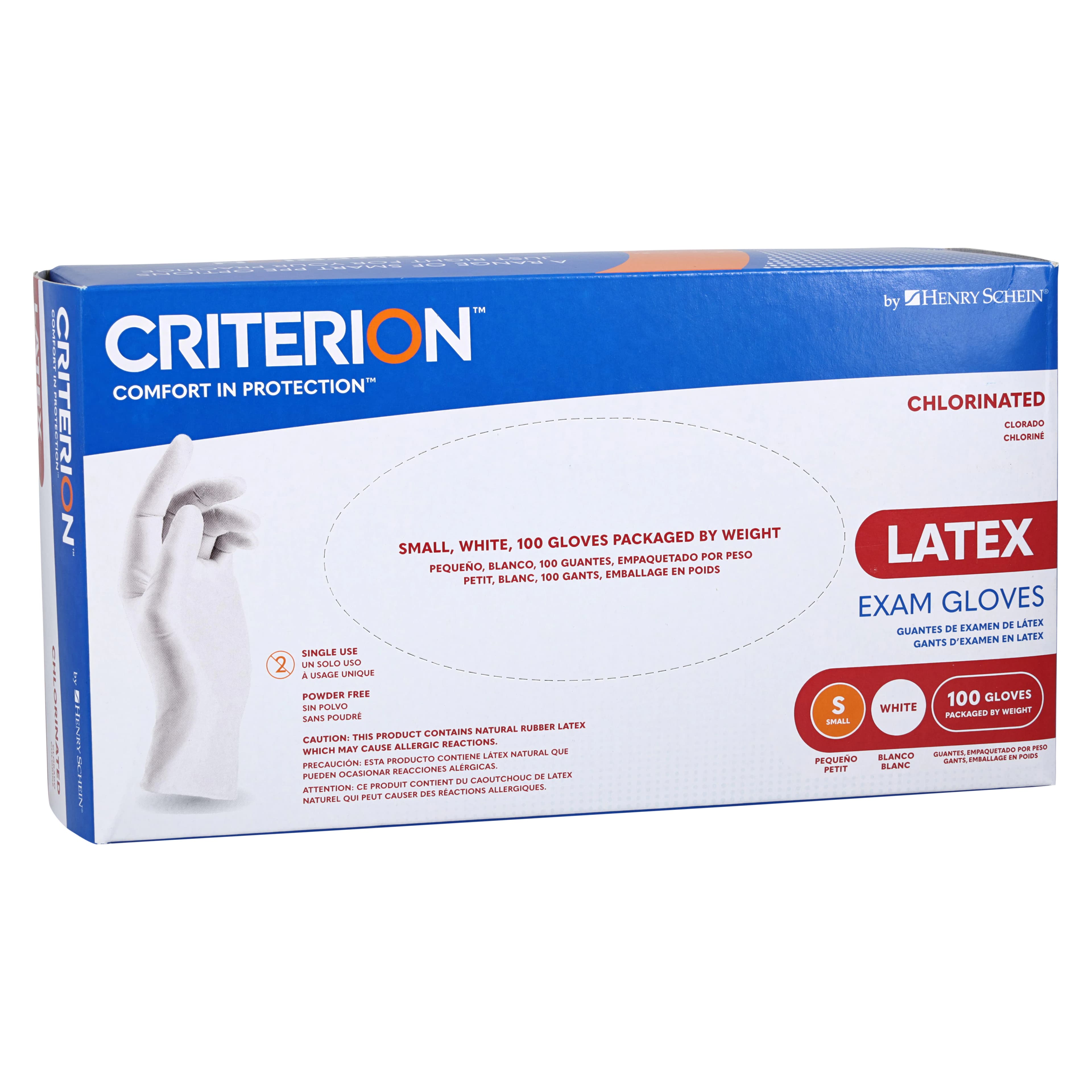 Criterion CL Latex Exam Gloves, Chlorinated, Small, White, Non-Sterile, 100/Box thumbnail 5