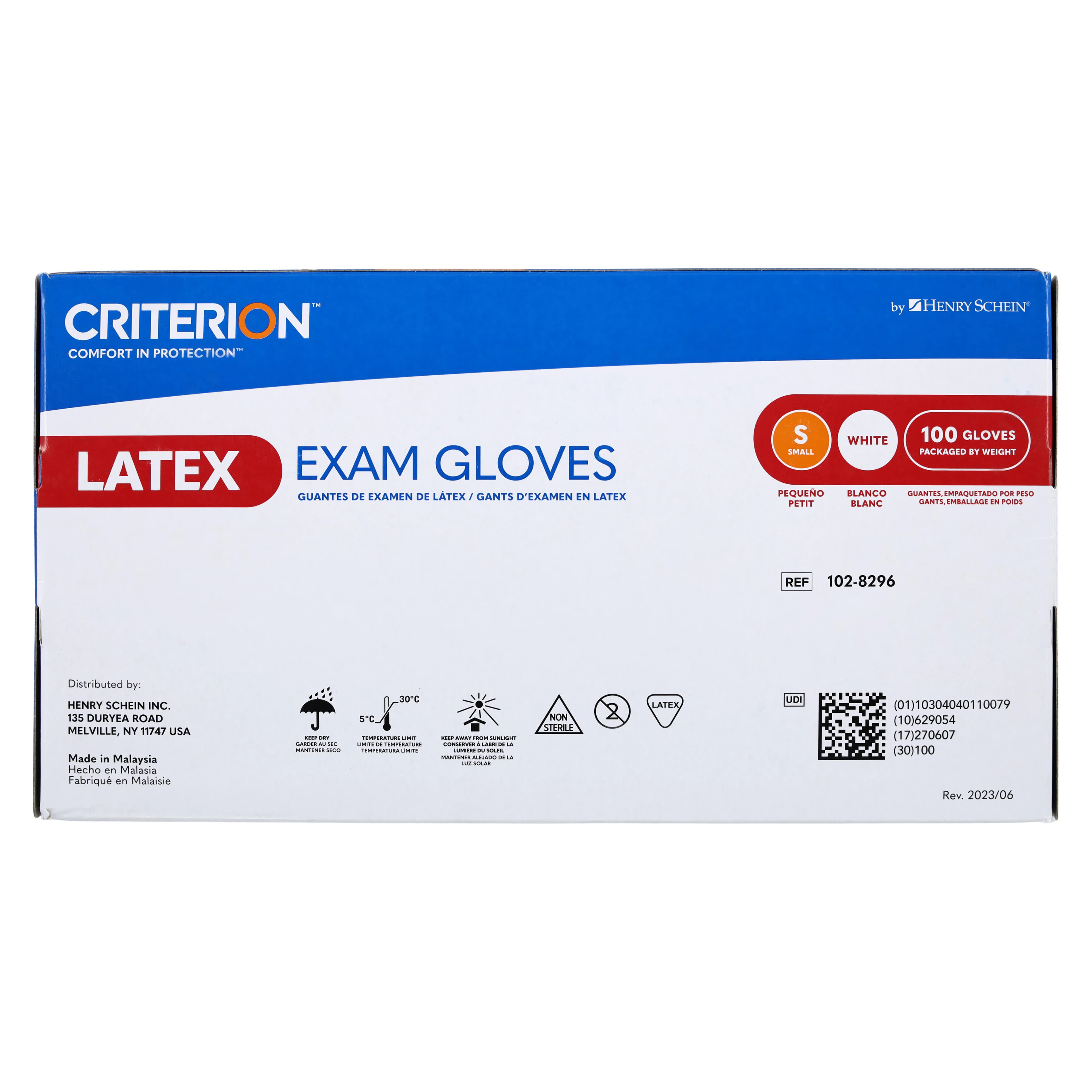 Criterion CL Latex Exam Gloves, Chlorinated, Small, White, Non-Sterile, 100/Box thumbnail 6