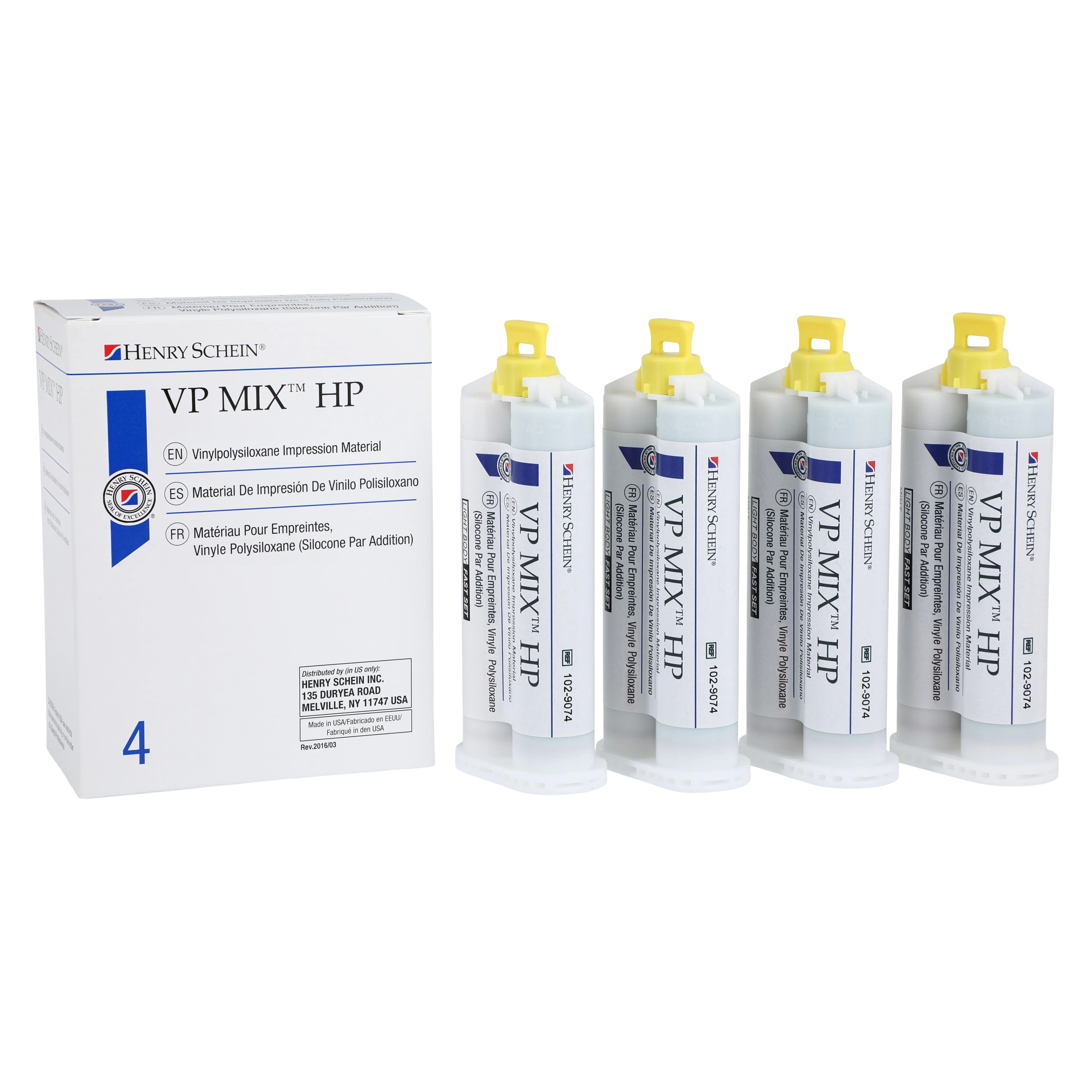 VP Mix HP Fast Set Mint Impression Material, Vinylpolysiloxane, Light Body, 4/Box thumbnail 3
