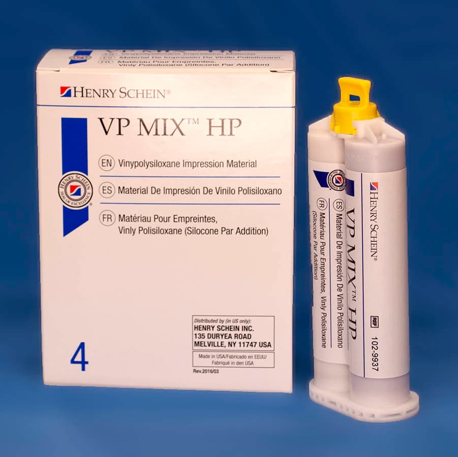 VP Mix HP Fast Set Mint Impression Material, Vinylpolysiloxane, Regular Body, 4/Box - VP Mix HP Fast Set Mint - Image 1