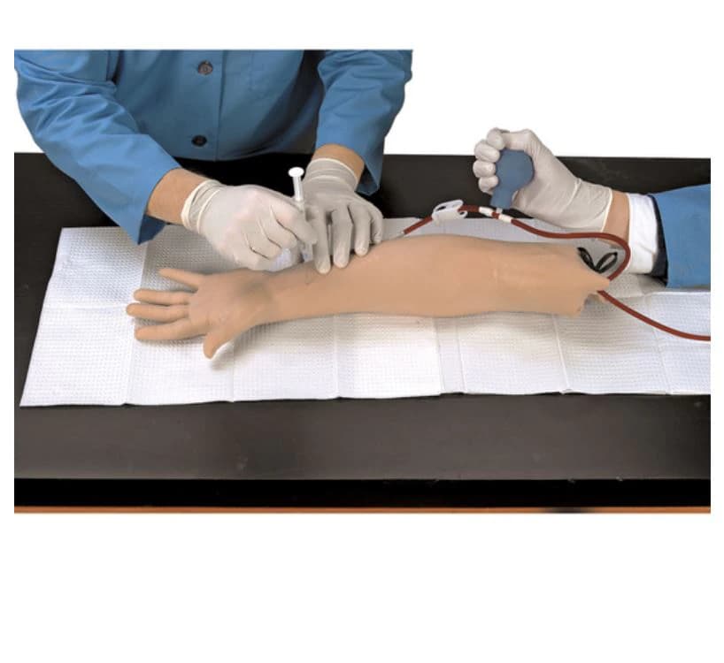 Life/form Arterial Puncture Arm Training Simulator, 28x13x5" with 2 Syringes, Fluid Supply Bag, 2 Replacement Artery Sections, Arterial Blood, Tubing Sealant, Hard Carry Case - Arm Arterial Puncture - Image 1