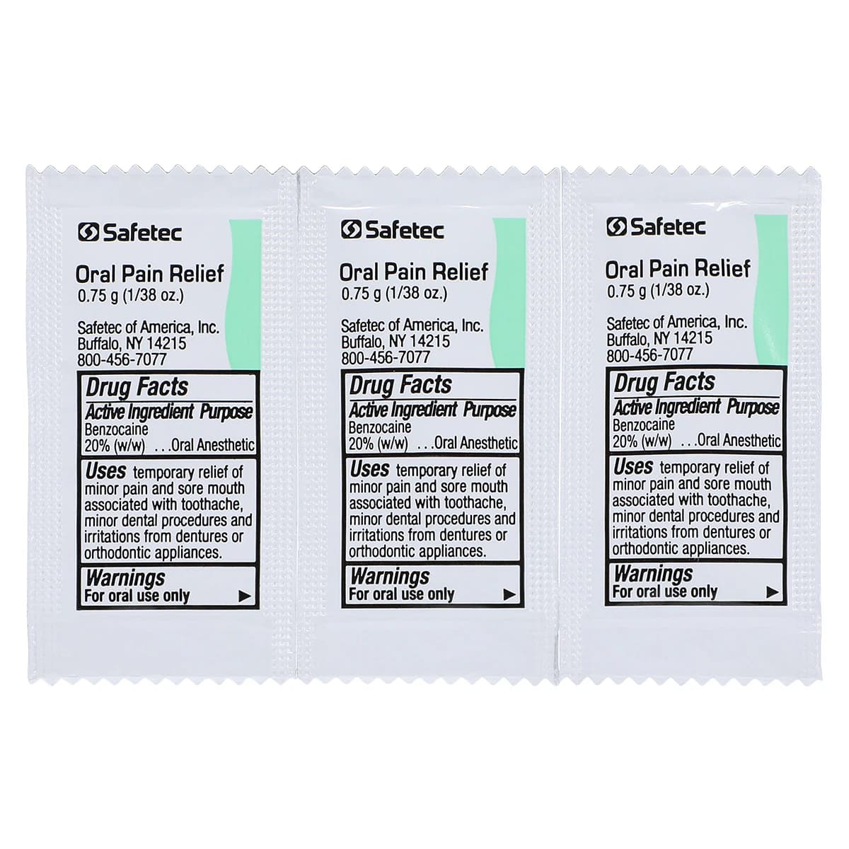 Safetec Anesthetic Gel 20% Benzocaine Oral Pain Relief Gel, 0.75 g Packets, 144/Box thumbnail 3