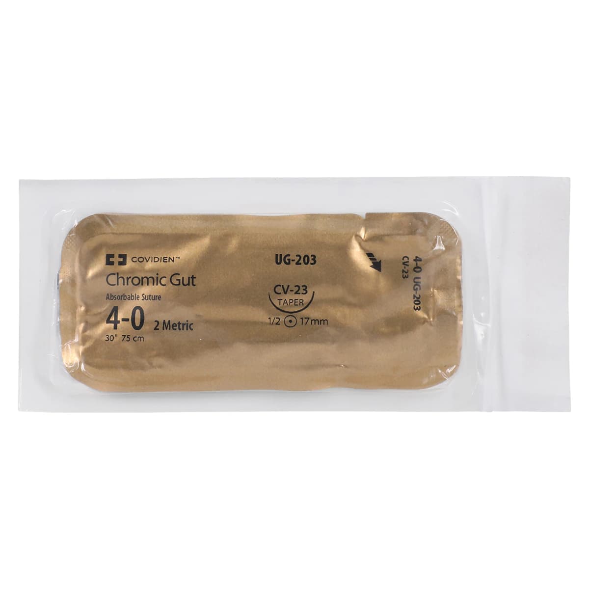 Surgigut Suture Chromic Gut Monofilament 4-0, 30", CV-23 Surgalloy Taper Point, 1/2 Circle Needle, 17mm, Undyed, 36/Case thumbnail 3