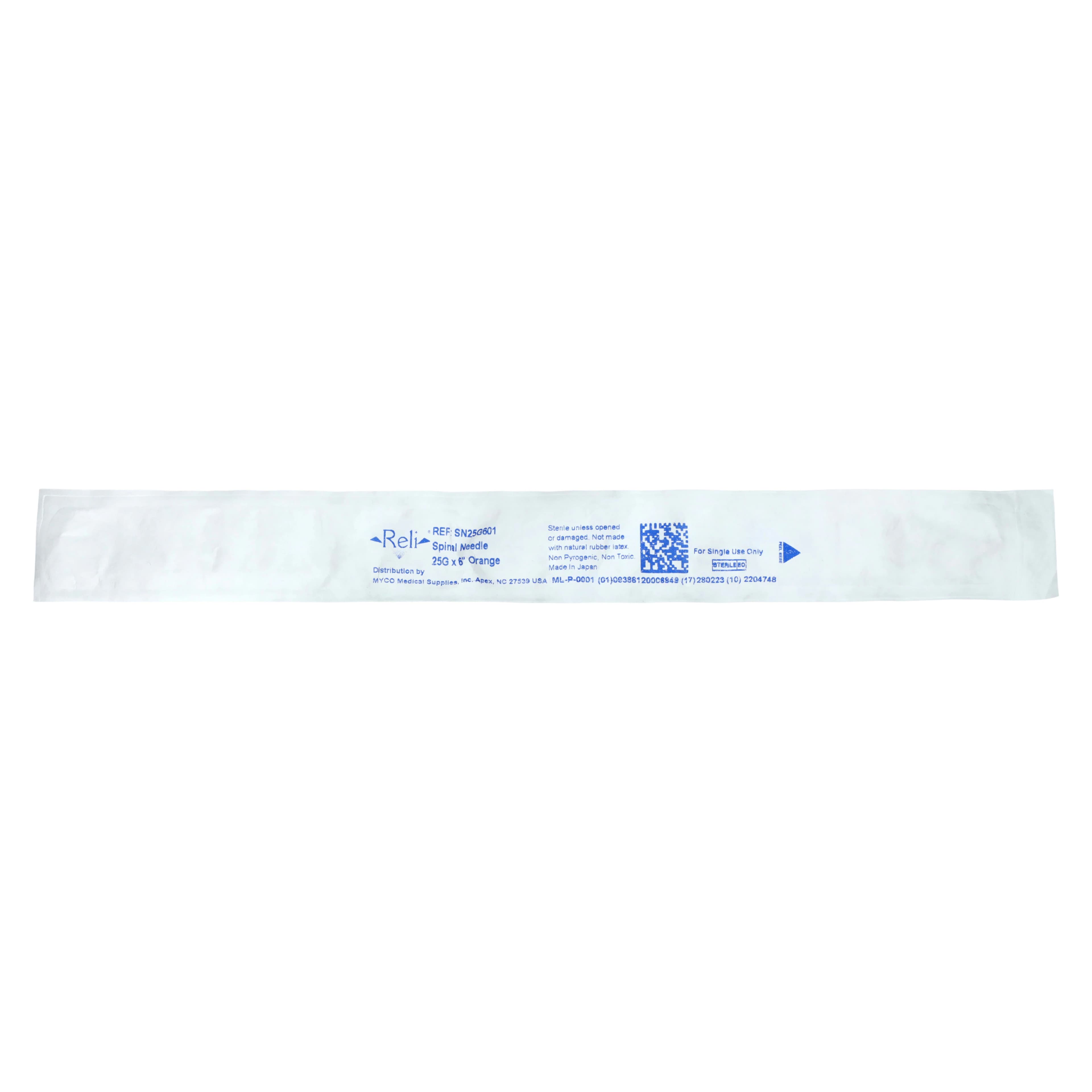 Myco Medical Quincke Spinal Needle, 25G x 6", Orange Hub, Sterile, 25/Bx thumbnail 2