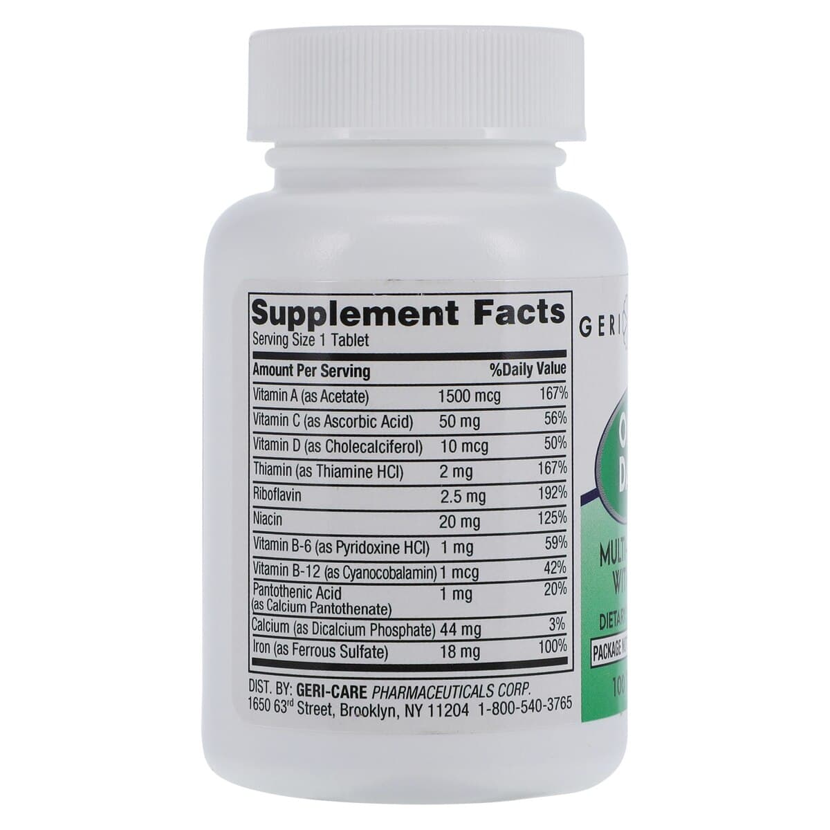 Geri-Care Daily Multi-Vitamin with Iron, One-Daily Adult Supplement Tablets, 100/Bottle thumbnail 4