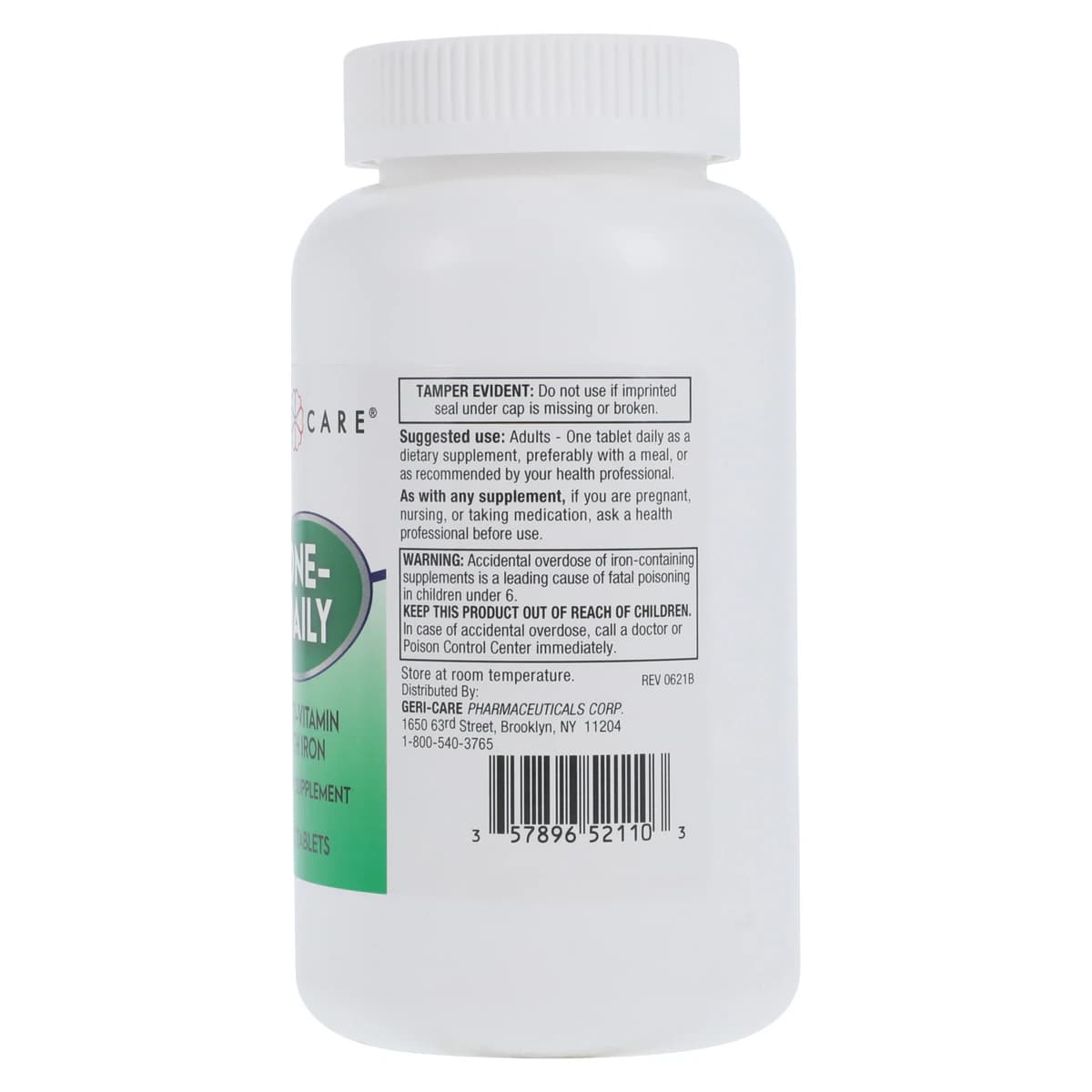 Geri-Care Daily Multi-Vitamin with Iron, One-Daily Adult Supplement Tablets, 1000/Bottle thumbnail 3