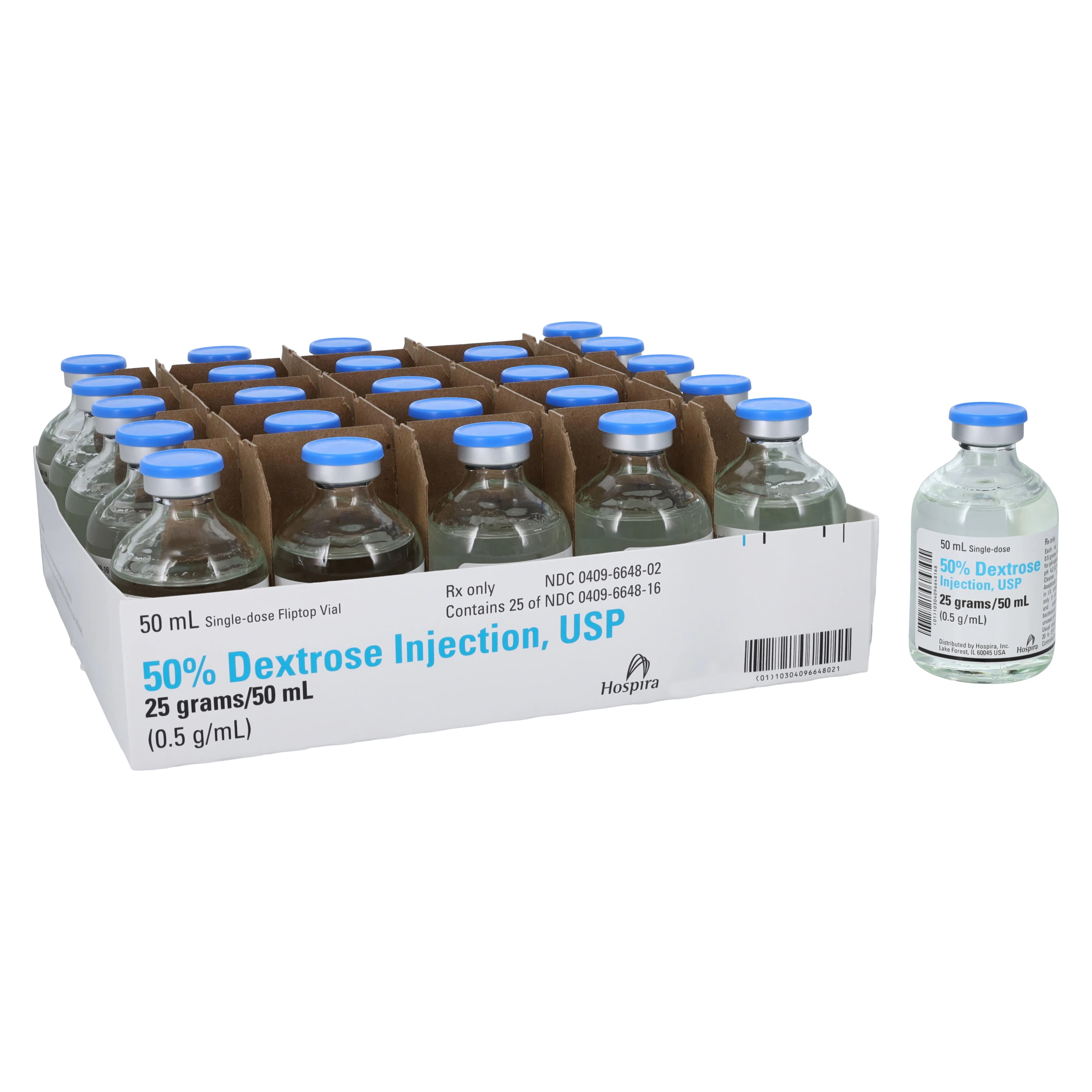 Dextrose 50% Injection, Preservative-Free, Single-Dose Vial, 50mL, 25/Package thumbnail 2