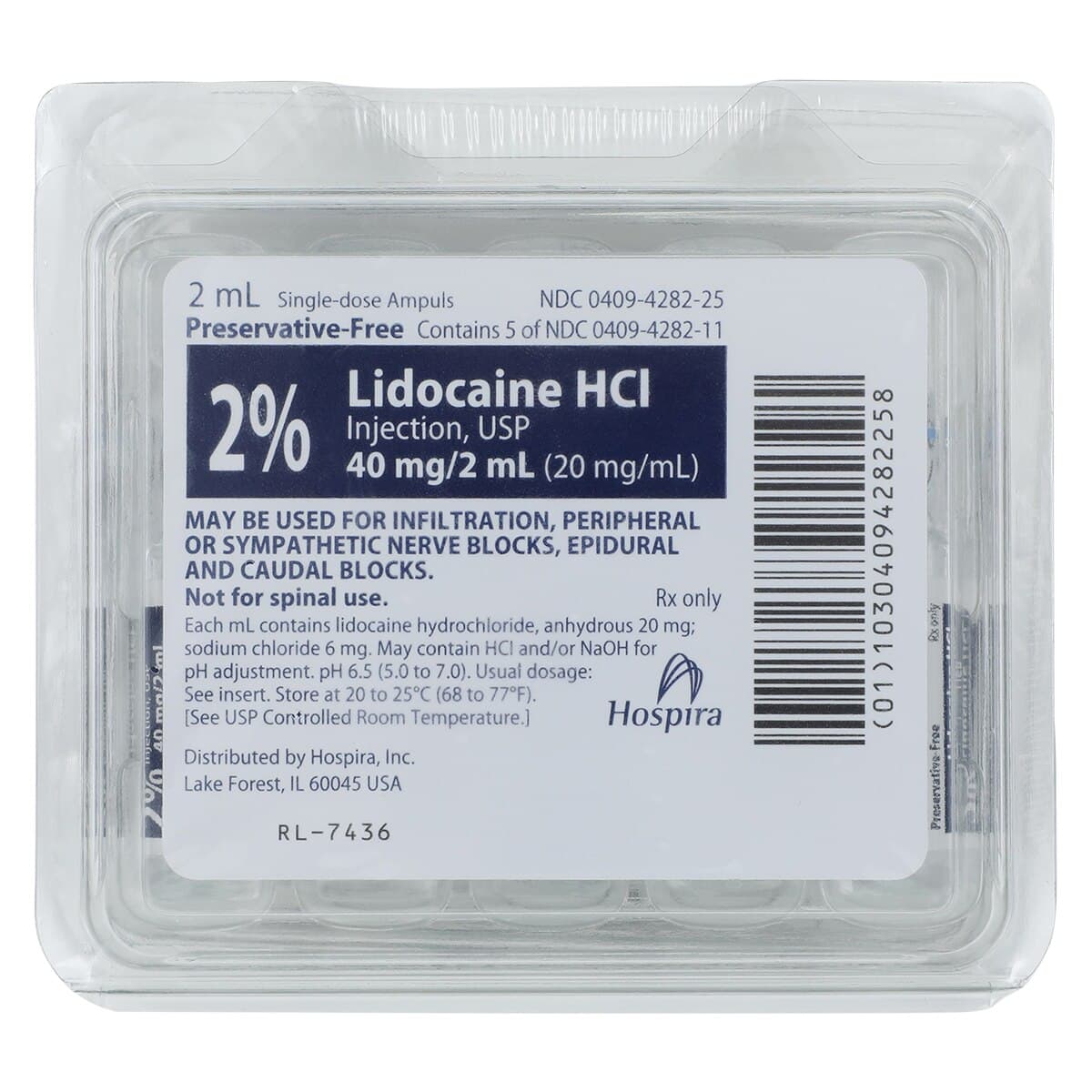 Lidocaine HCl Injection 2% Preservative Free Ampule 2mL, 25/Package thumbnail 4