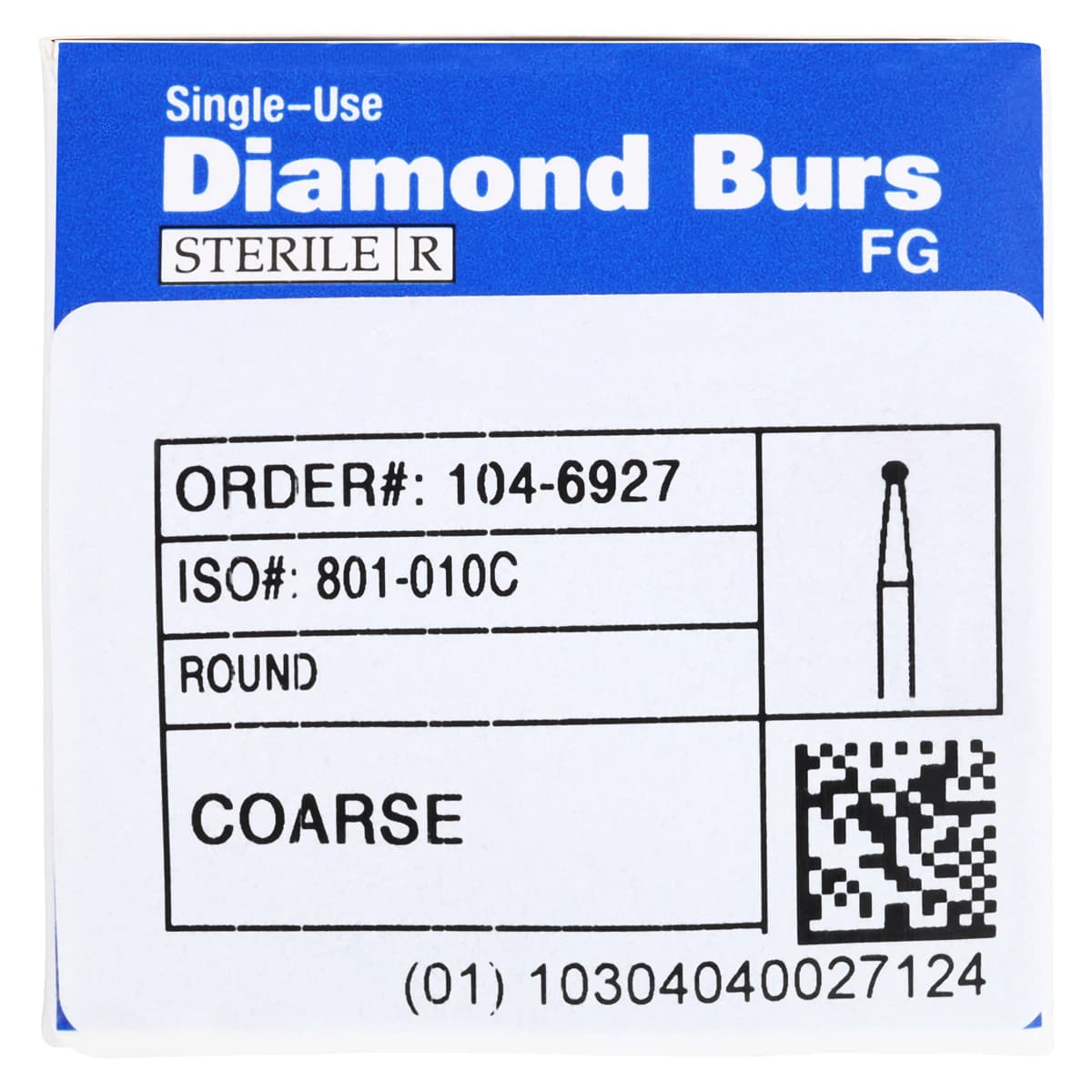 HSI Round FG Diamond Burs, Single Use, Coarse, 801-010C, 25/Box thumbnail 7