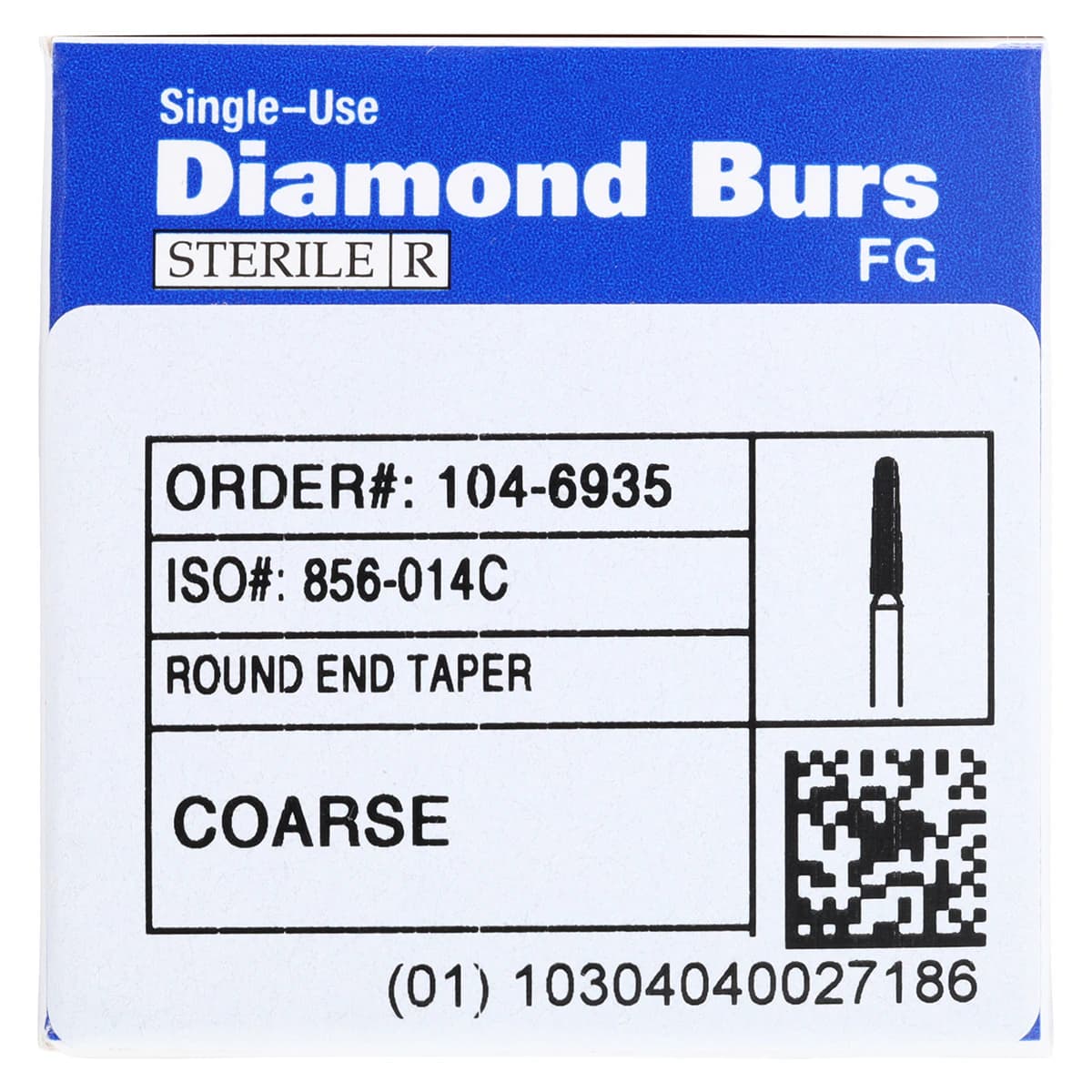 HSI Round End Taper FG Diamond Burs, Single Use, Coarse, 856-014C, 25/Box thumbnail 7