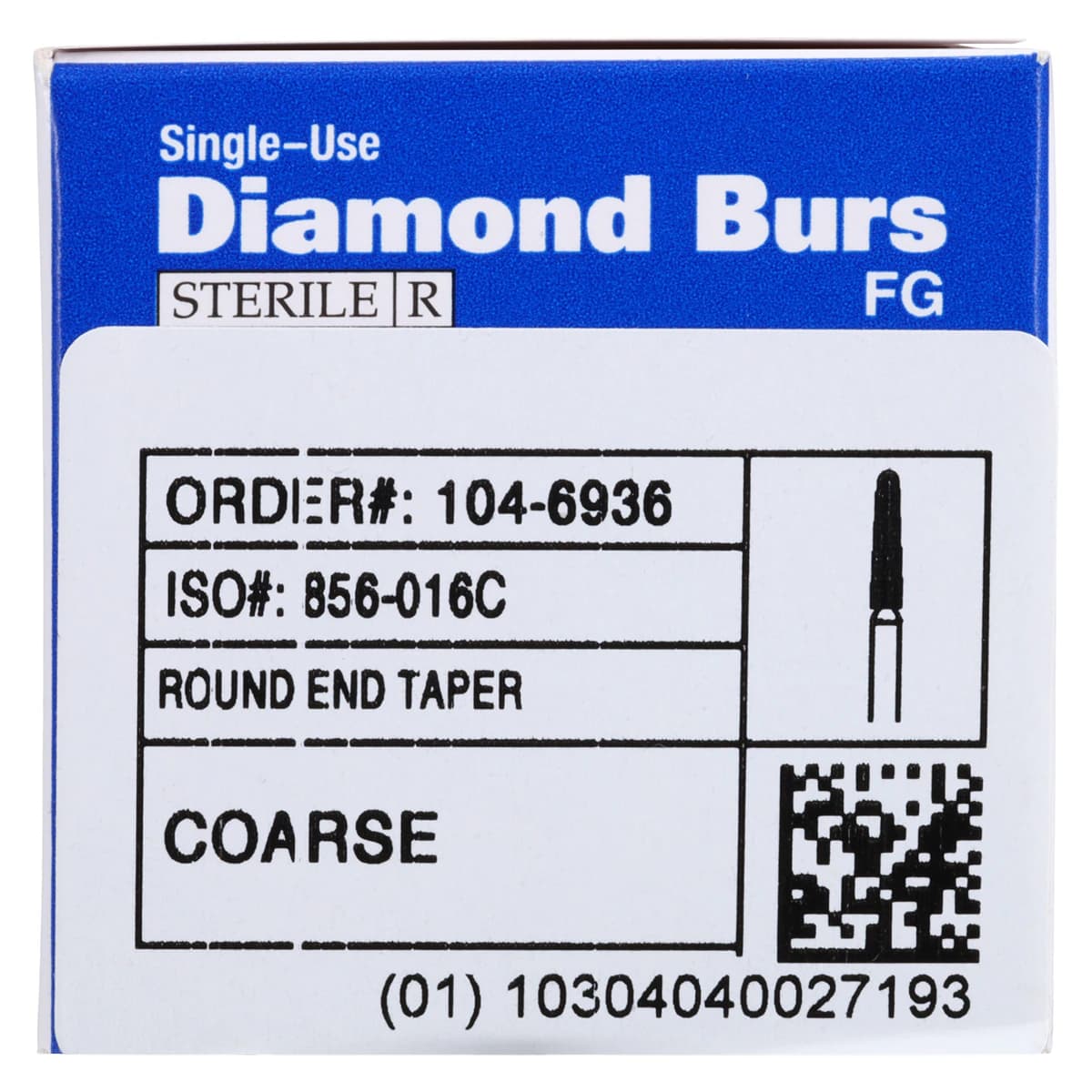 HSI Round End Taper FG Diamond Burs, Single Use, Coarse, 856-016C, 25/Box thumbnail 6