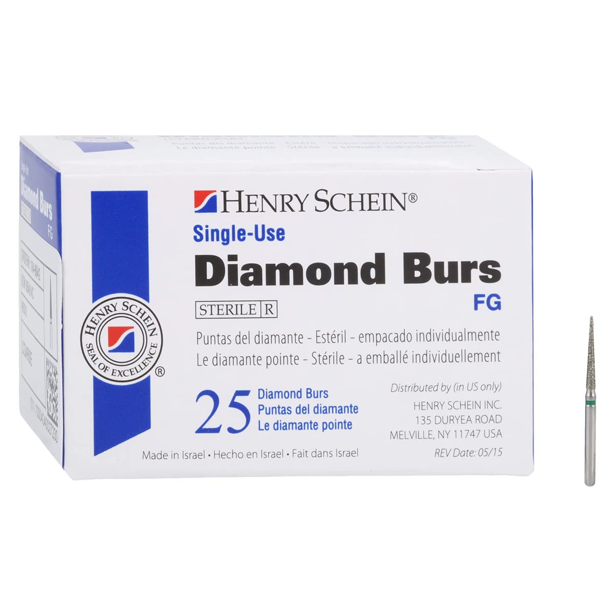 HSI Needle FG Diamond Burs, Single Use, Coarse, 859-014C, 25/Box thumbnail 3