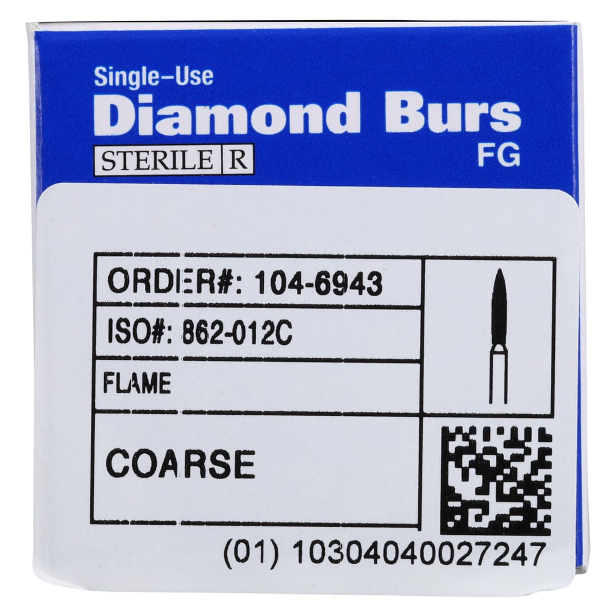 HSI Flame FG Diamond Burs, Single Use, Coarse, 862-012C, 25/Box thumbnail 6