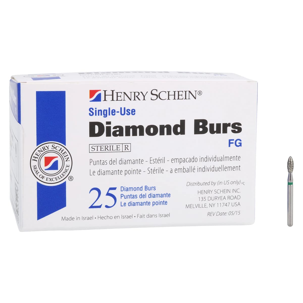 HSI Football FG Diamond Burs, Single Use, Coarse, 368-018C, 25/Box thumbnail 3