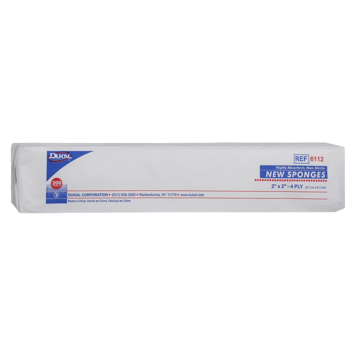 Dukal New Nonwoven Sponge, Rayon/Polyester Blend, 4-Ply, 2x2", Non-Sterile, Latex-Free - Sponge New Nonwoven 4Ply NS - Image 1