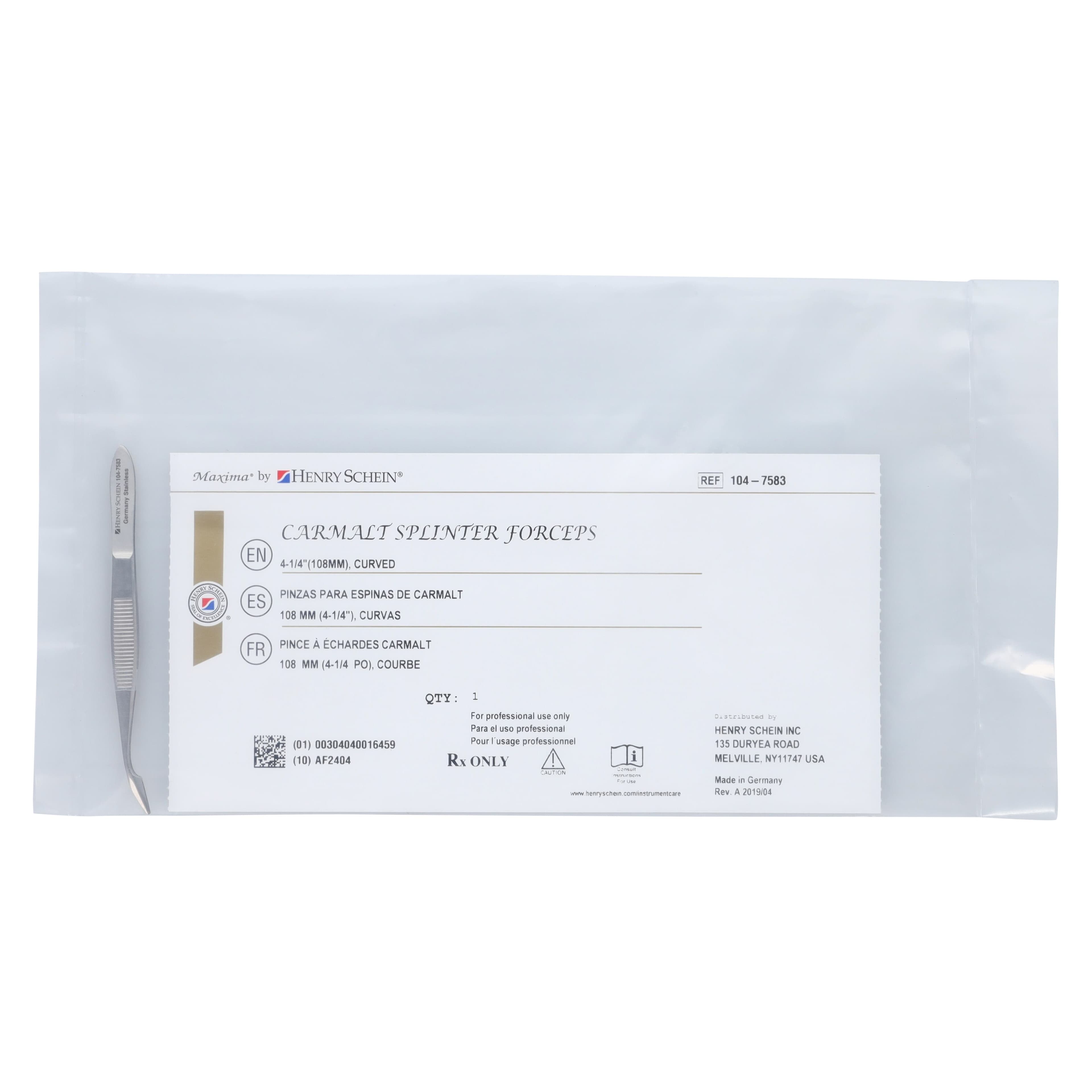 Henry Schein Carmalt Splinter Forcep, Curved, 4-1/4", Stainless Steel, Autoclavable, Each thumbnail 6