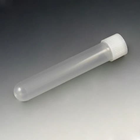 Globe Scientific Polypropylene Test Tube with Attached Screw Cap, 12mL, 16x100mm, Round Bottom, Non-Sterile, 250/Pack, 1000/Case - Tube Screw Top P/P - Image 1