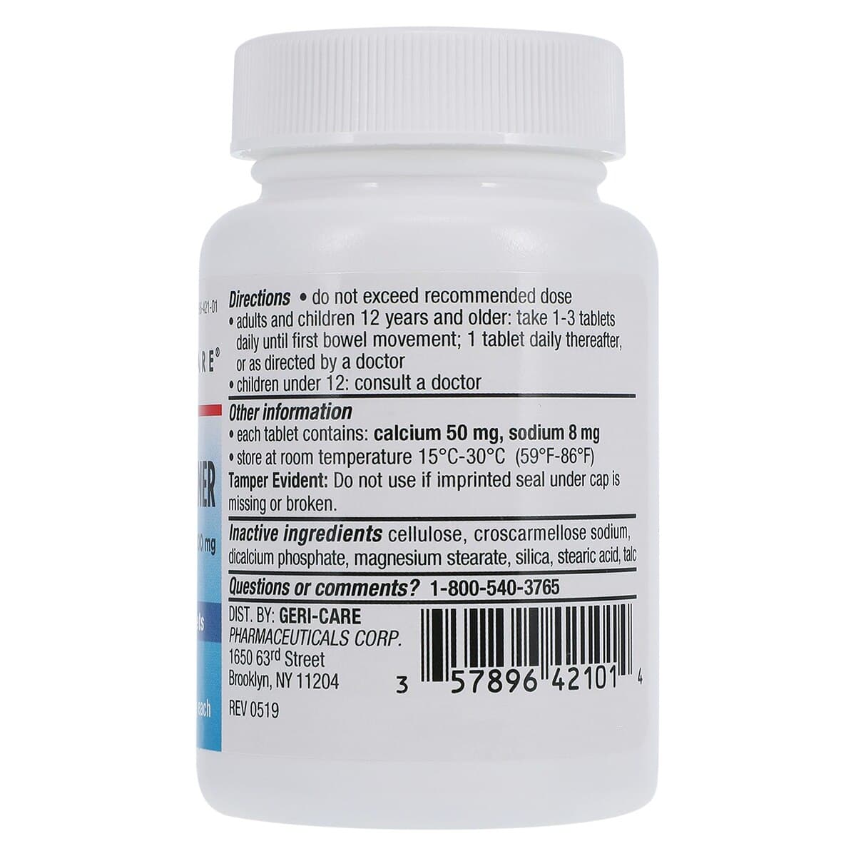 Geri-Care Docusate Sodium Stool Softener Tablets, 100mg, 100/Bottle thumbnail 2