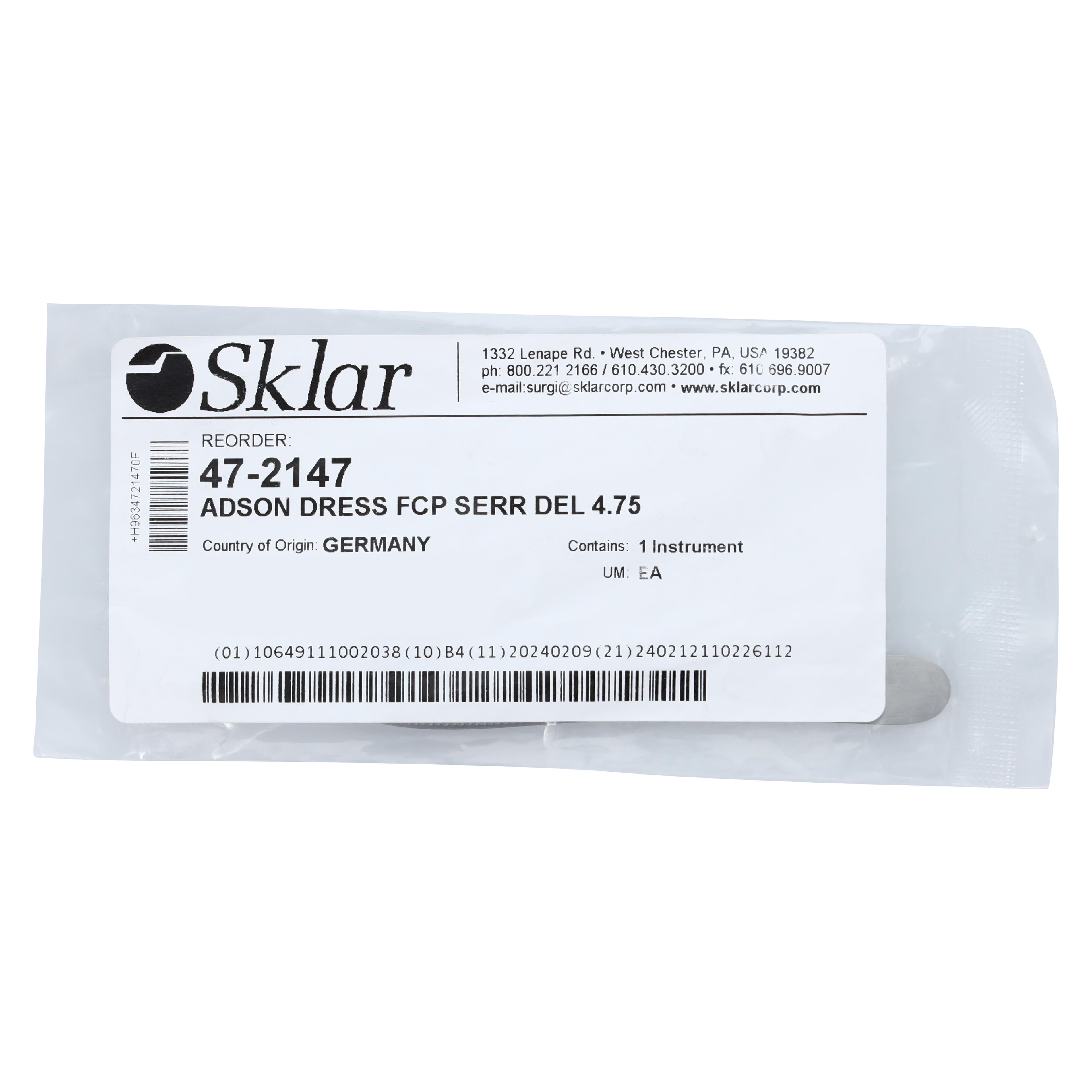 Sklar Instruments Adson Dressing/Tissue Forcep, 4-3/4", Stainless Steel, Autoclavable, Each thumbnail 6