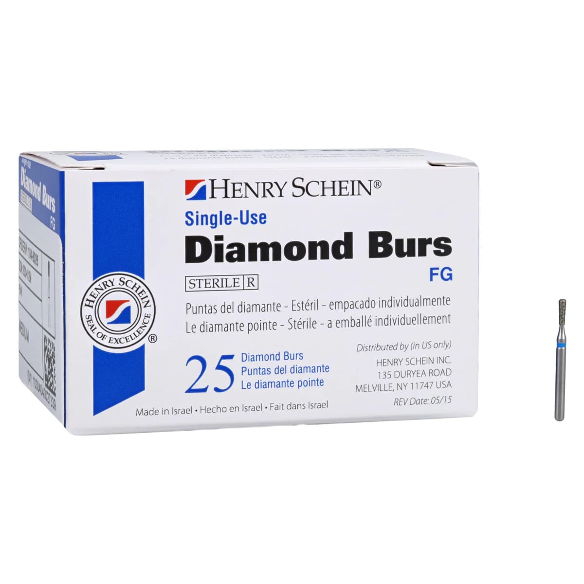 HSI Pear FG Diamond Burs, Single Use, Medium, 830-012M, 25/Box thumbnail 4