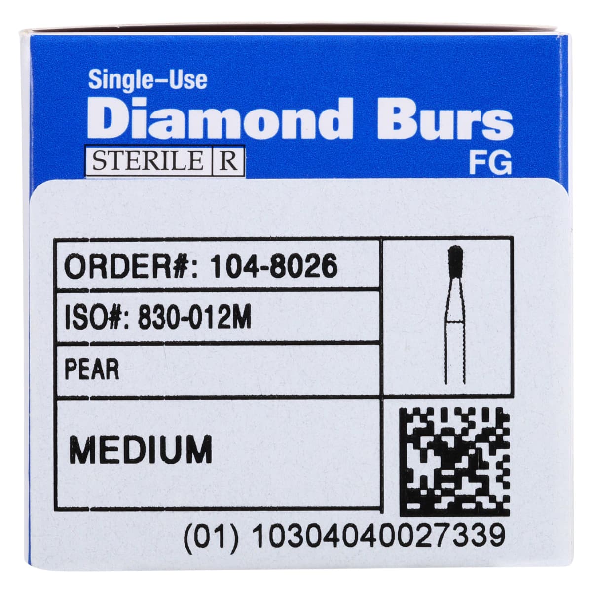 HSI Pear FG Diamond Burs, Single Use, Medium, 830-012M, 25/Box thumbnail 5