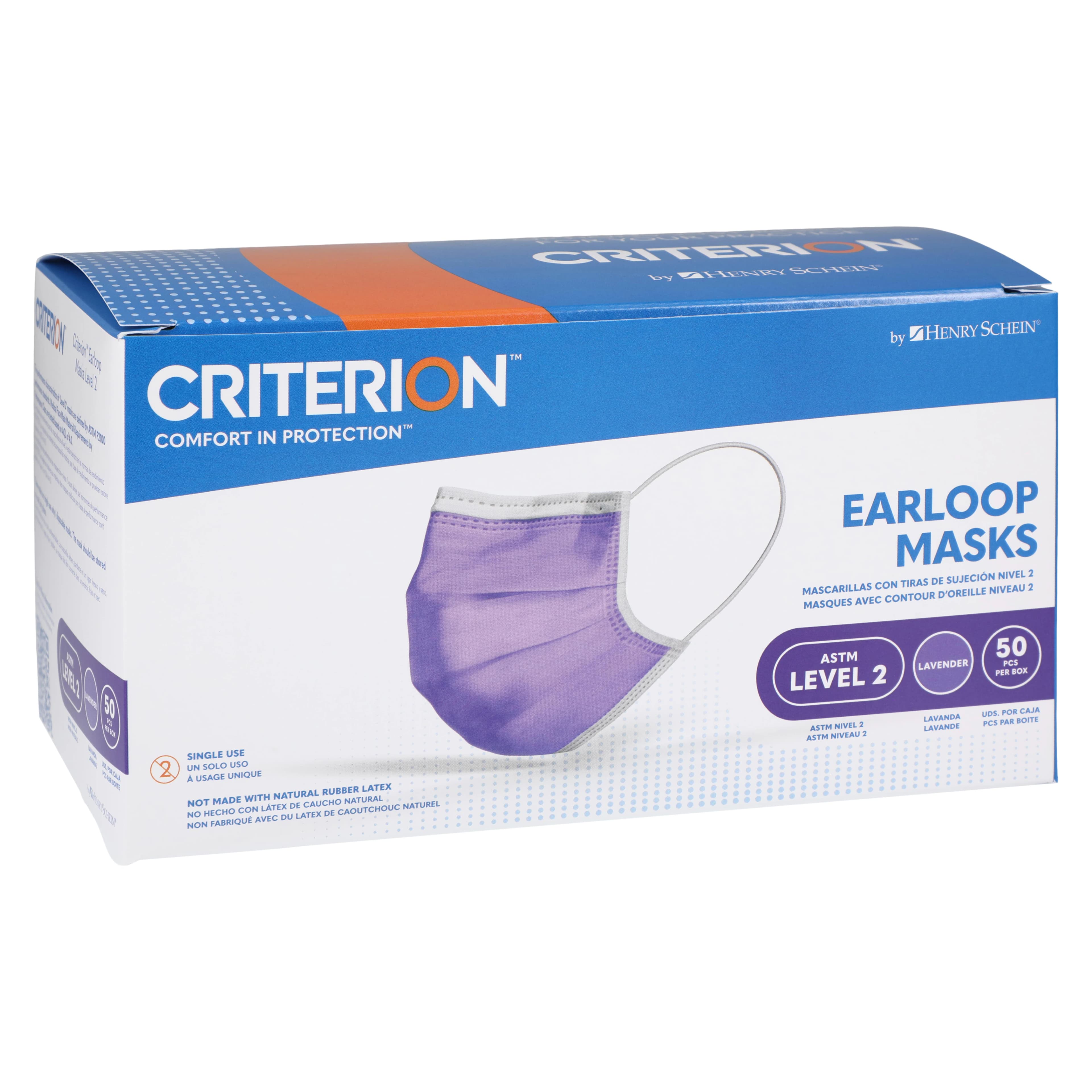 Criterion Earloop Mask L2, ASTM Level 2, Lavender, Disposable, 50/Box thumbnail 4
